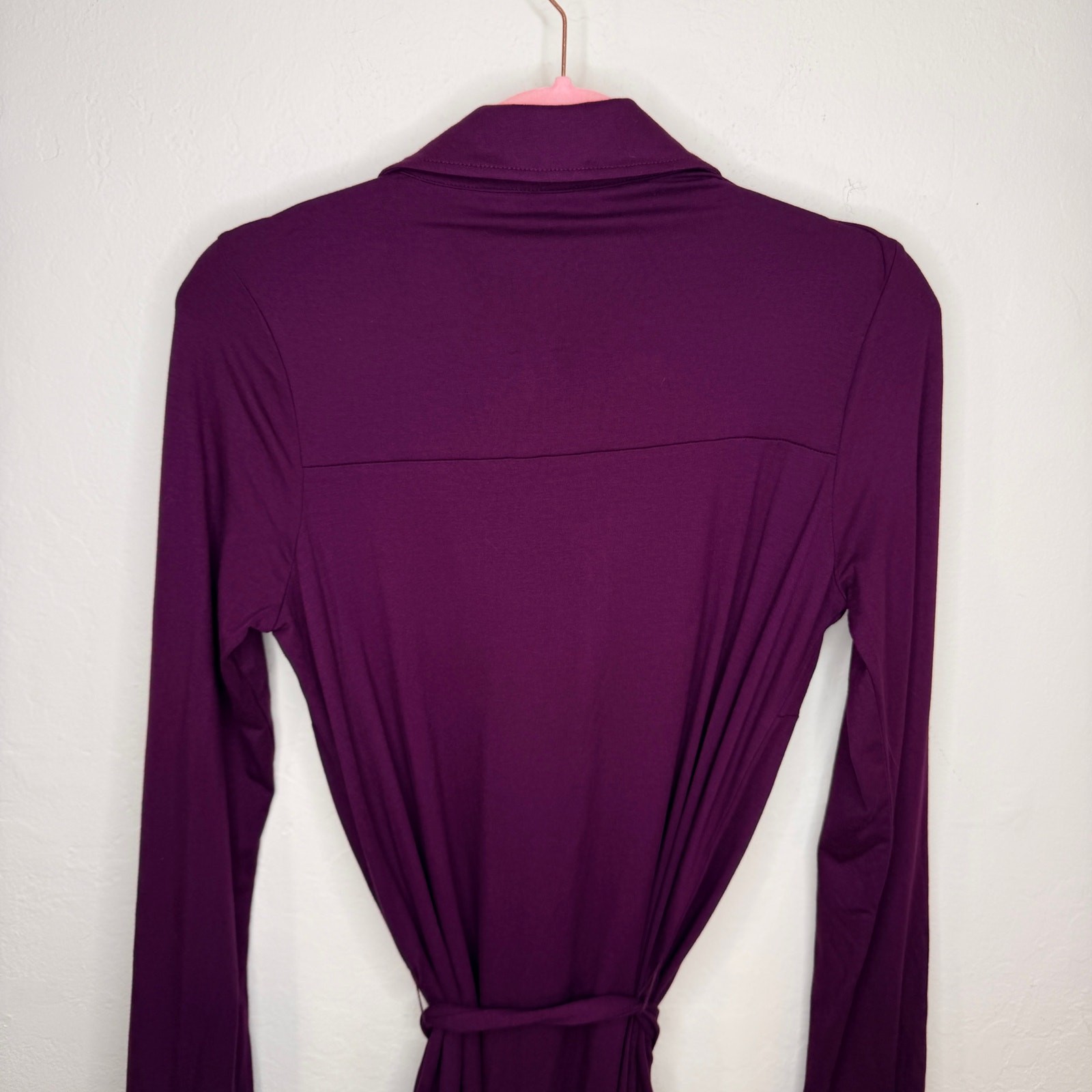 NWT Long Tall Sally Button Down Purple Belted Tie Waist T Shirt Tunic Mini Dress