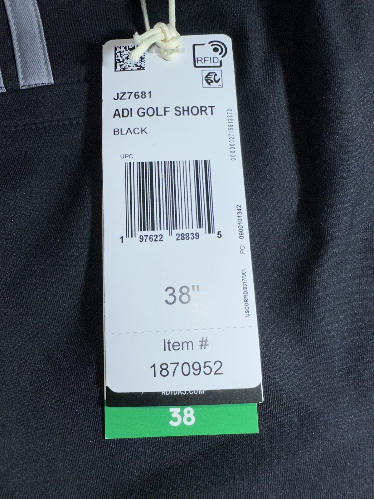 NEW Men’s Adidas Size 38 Black Flat Front Golf Shorts 9″ Inseam