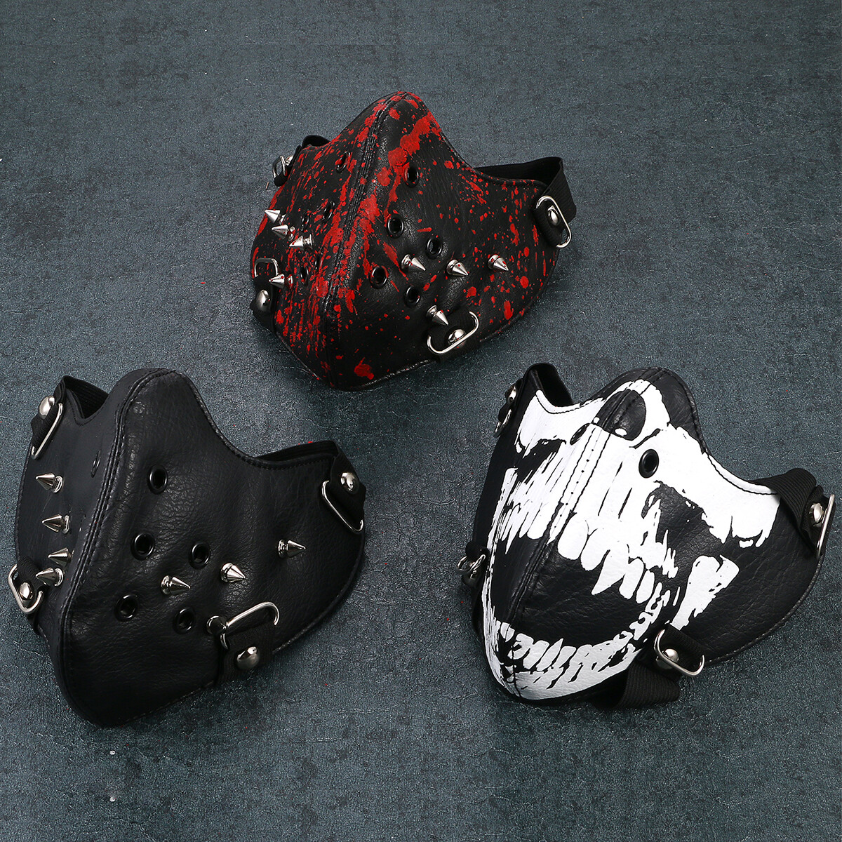Punk Spike Rivet Skull Half Face Sport Mask Outdoors Motorcycle Biker Protection