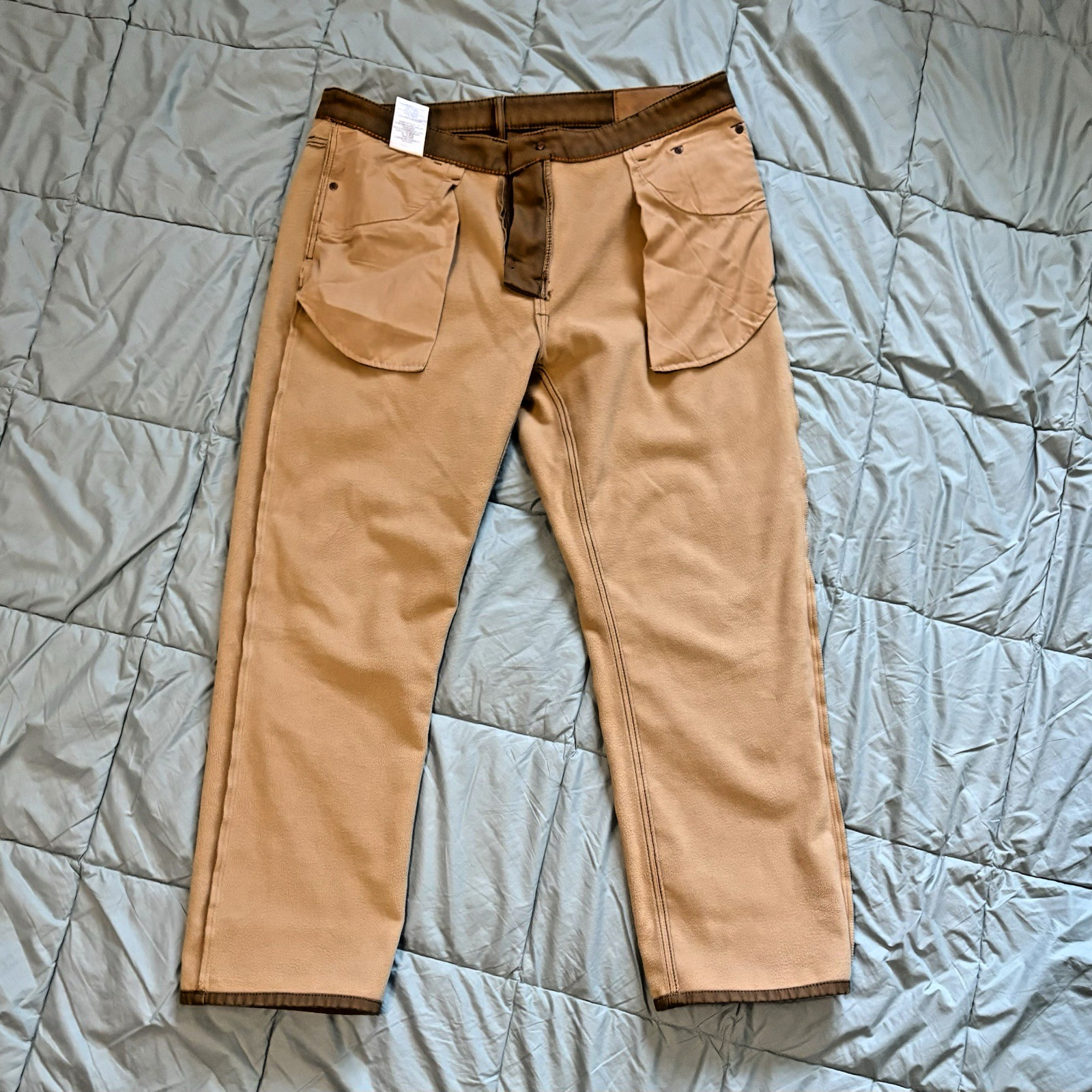 Vtg 40×30 Fleece Men Weatherproof Lined Stretch Canvas Brown Pants Item 1078078