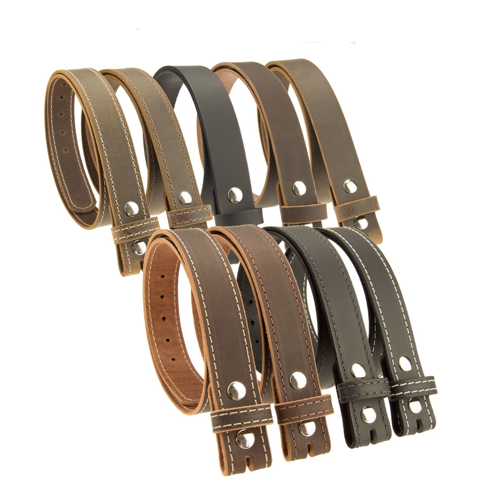 Buffalo Leather Casual Belt Strap_No Buckle_1-1/2″_Amish Handmade Black – Brown
