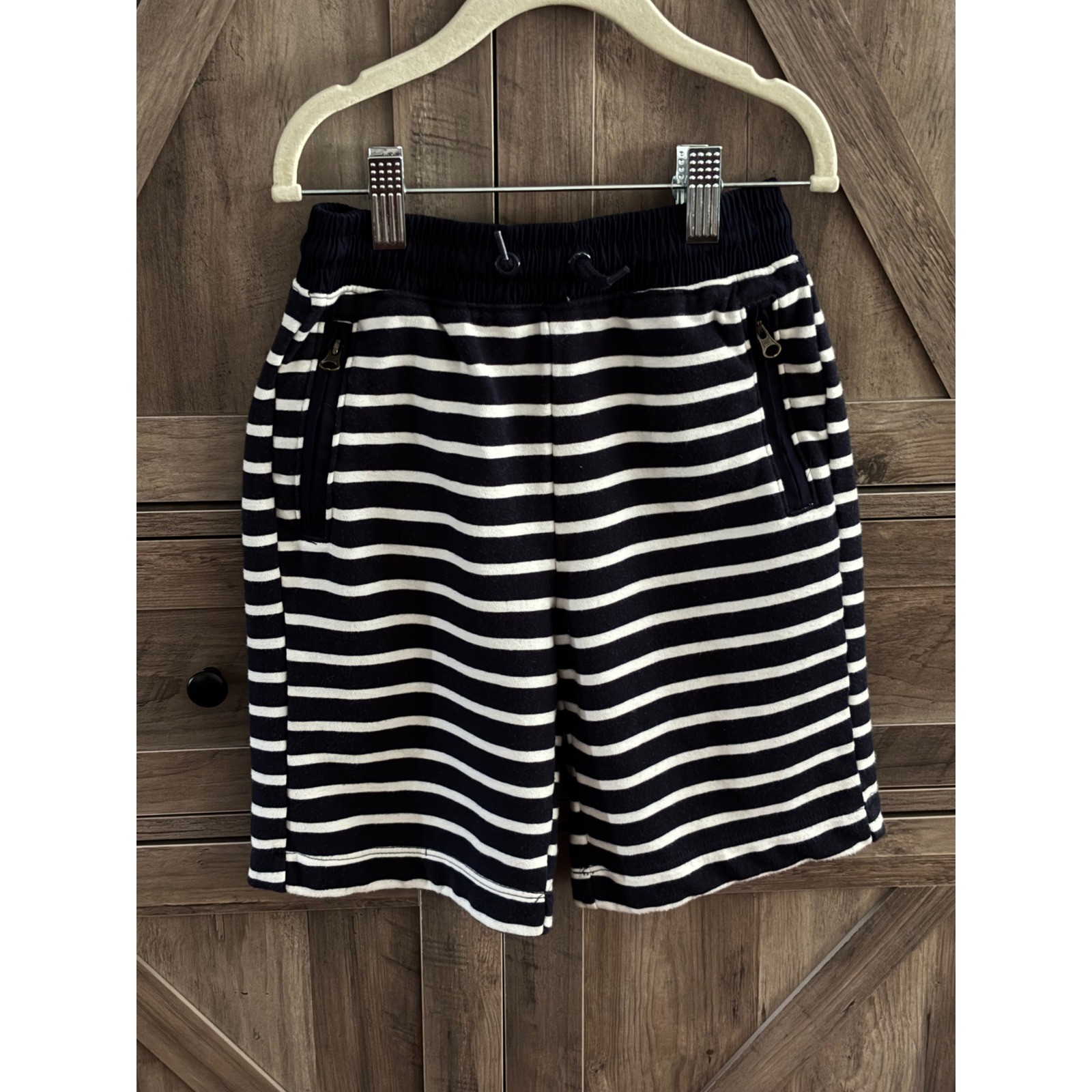 Gap Kids Boys Navy Blue White Striped French Terry Sweat Shorts Size S 6-7