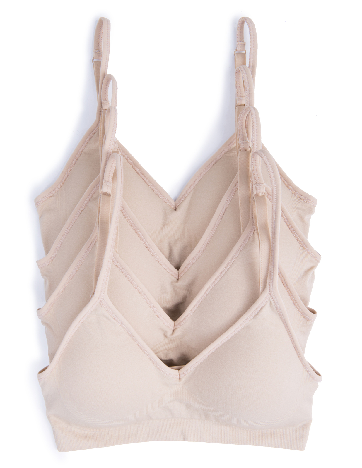 Caramel Cantina 4 Pack V Neck Padded Bralette Adjustable Straps