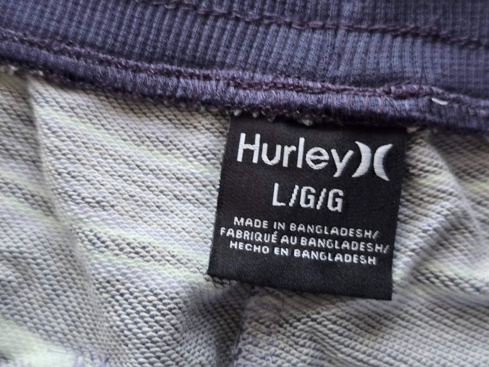sz Large $40 Hurley Men’s Terry Knit Shorts Coastal Dunes Lounge diffused blue