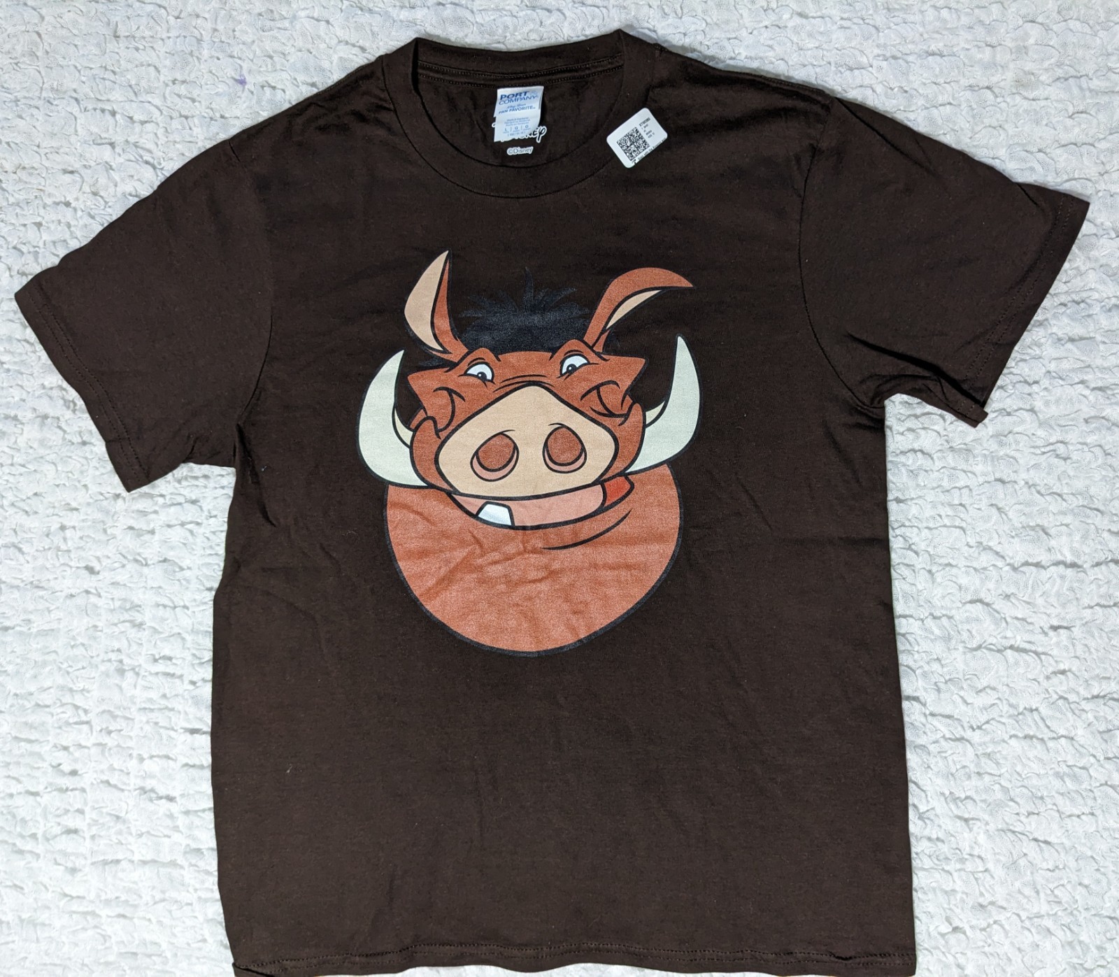 Disney Lion King Pumbaa Brown Graphic Crew Neck T-Shirt Youth L