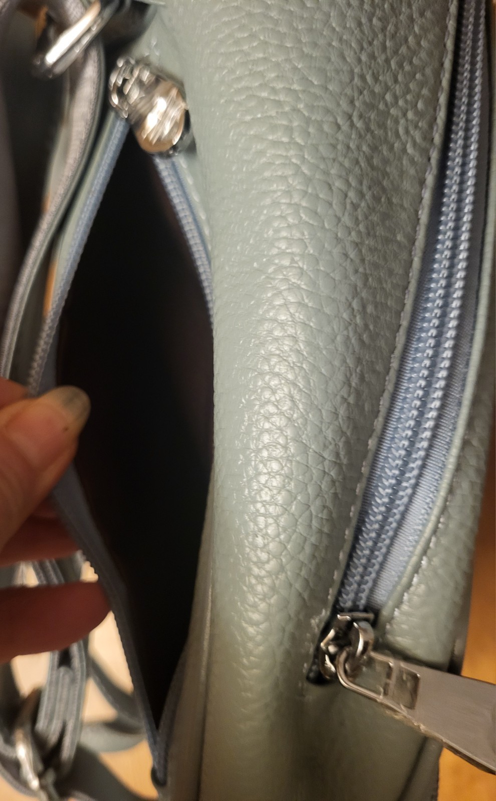 NWT BOSTANTEN Slate Blue Pebbled Leather Backpack 13 x 11 Inches