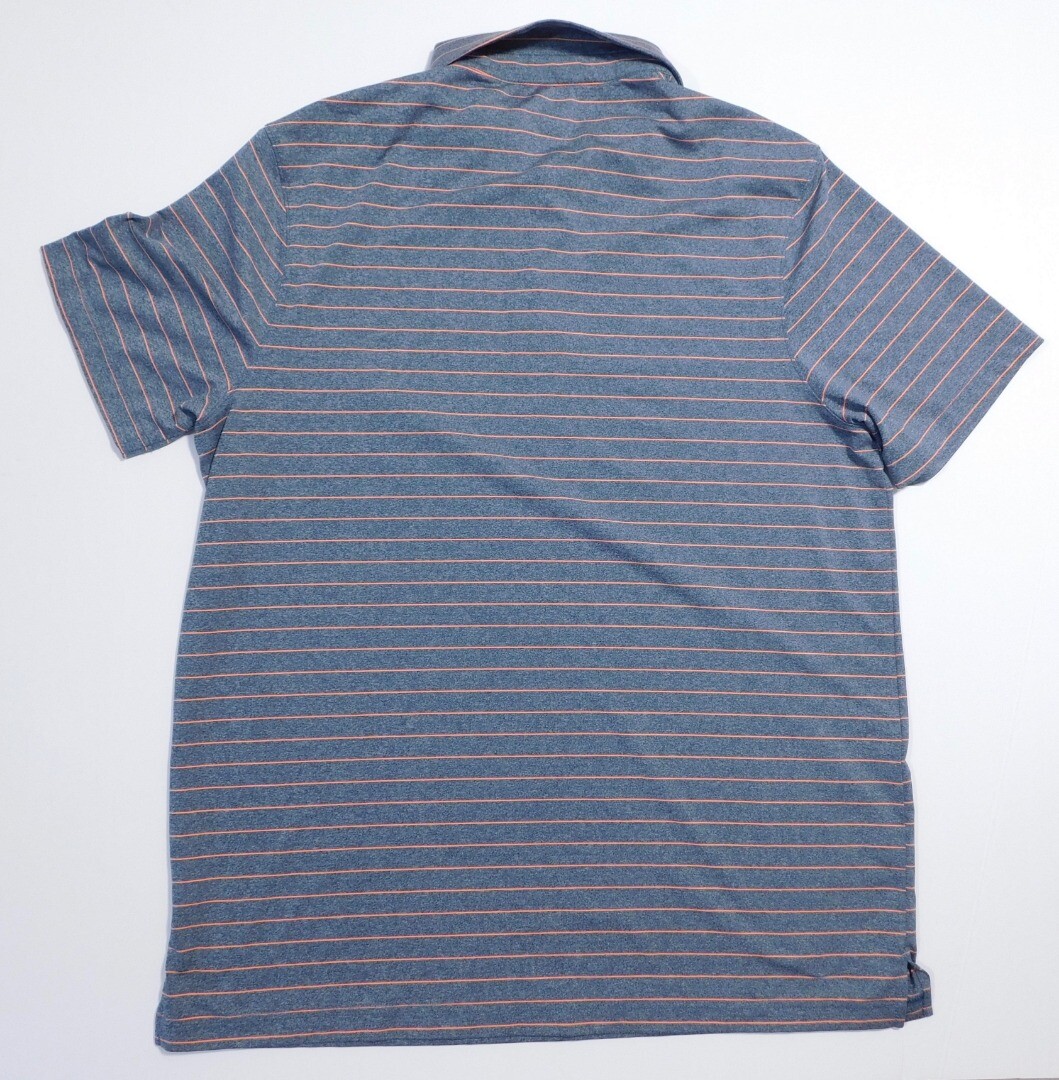 CHAMPION Men’s Charcoal Gray & Orange Striped Short Sleeved Polo Shirt Sz L