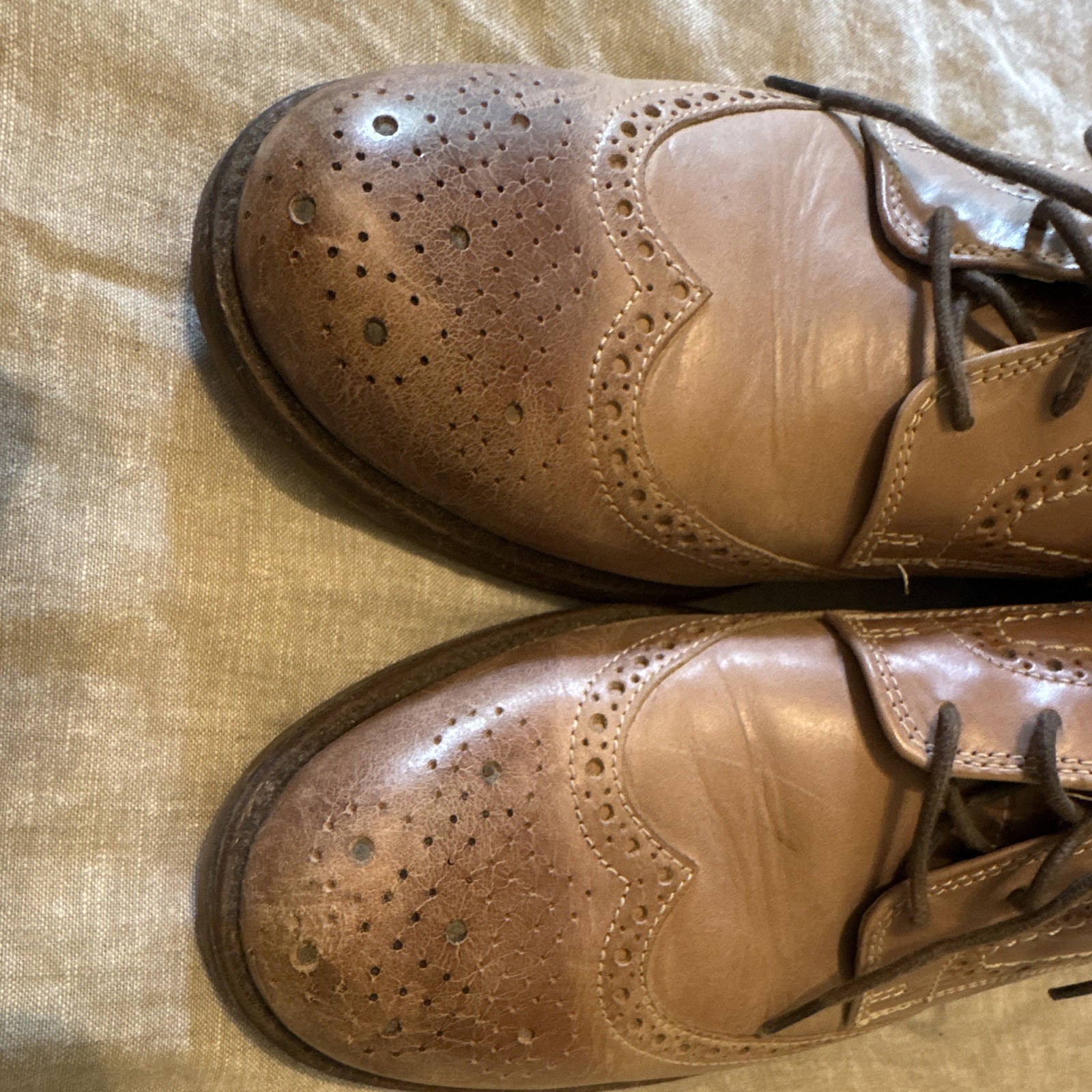 Bostonian Men’s Brown Leather Brogue Oxford Dress Shoes Lace Up Size 10M