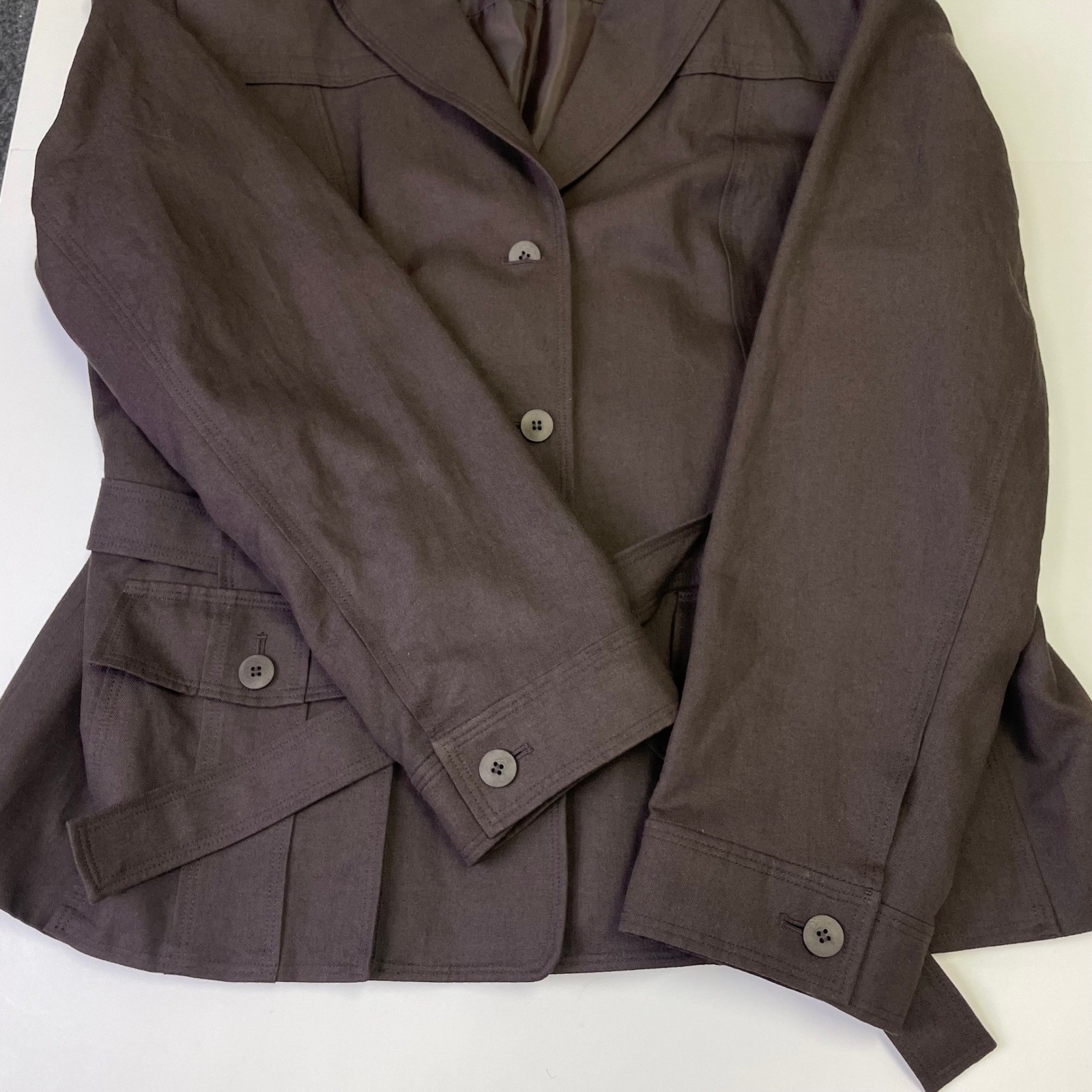 Vintage Talbots Linen Blend Blazer Brown Jacket Womens 18 Safari Quiet Luxury