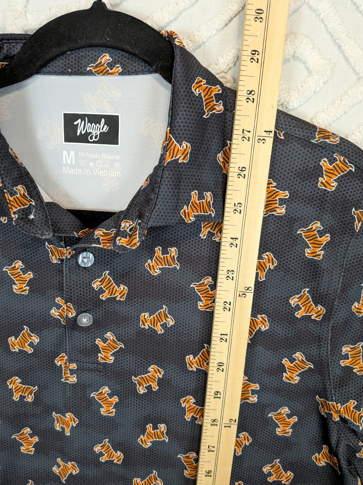 Waggle The Goat Polo Shirt Tiger Mens Medium Black Orange Performance