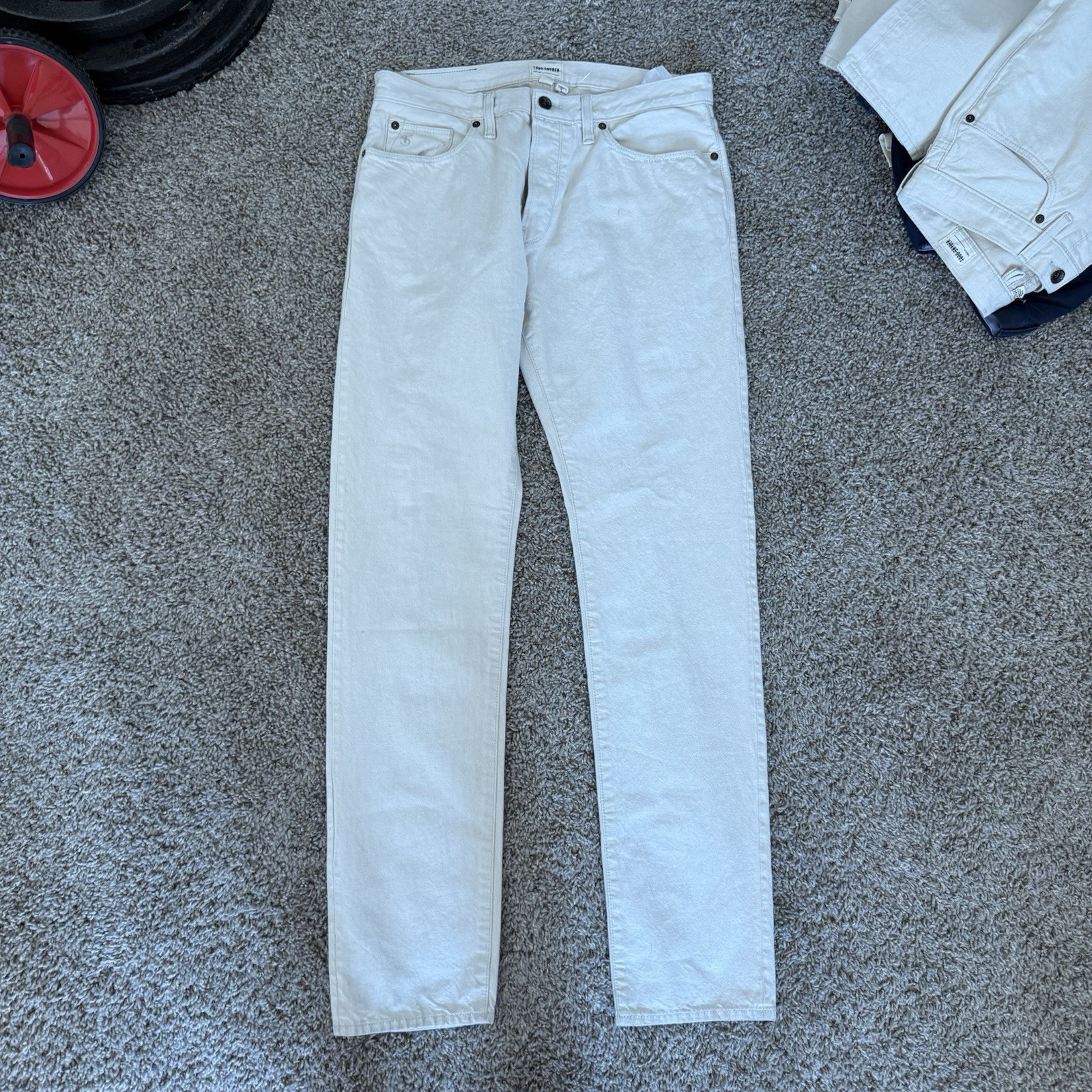 TODD SNYDER Selvedge Jeans Men’s SIZE 32X34 Slim Straight Fit Cream Casual