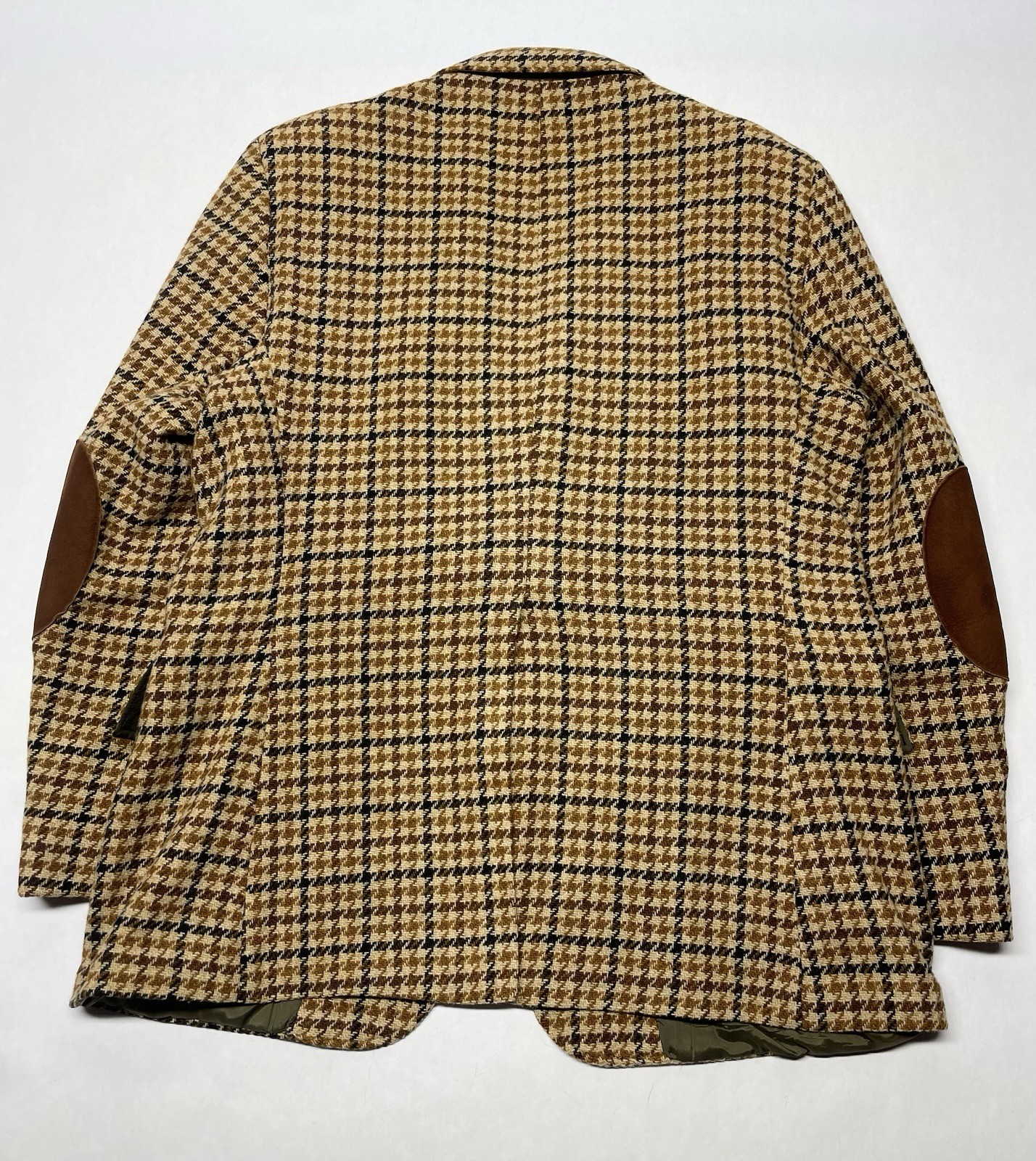 VTG Brown Plaid Elbow Patches Blazer Jacket Men 44” Preppy Hipster Retro 70s 80s