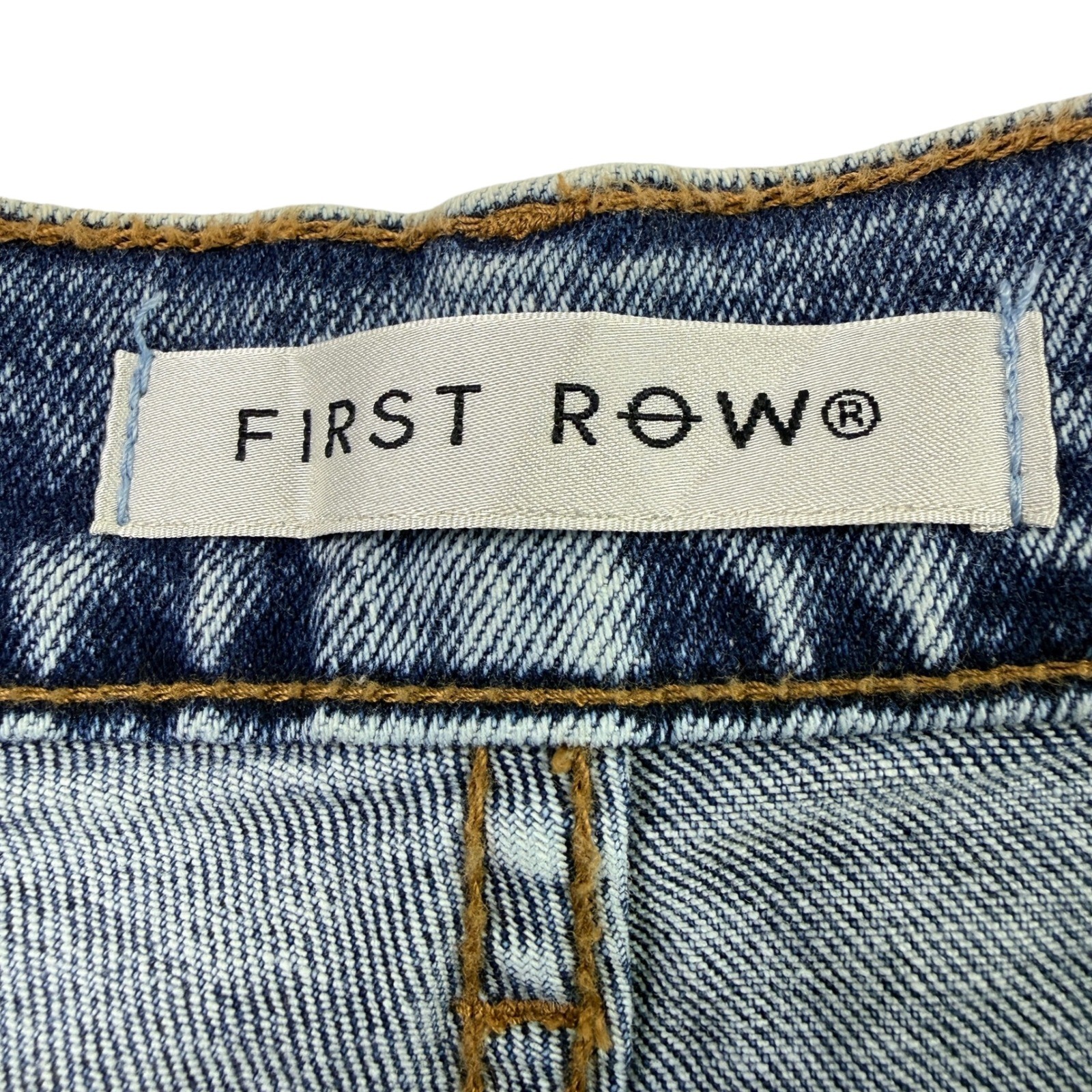 FIRST ROW Mens Slim Straight Acid Wash Jeans American Flag Pocket 38×32 NWT