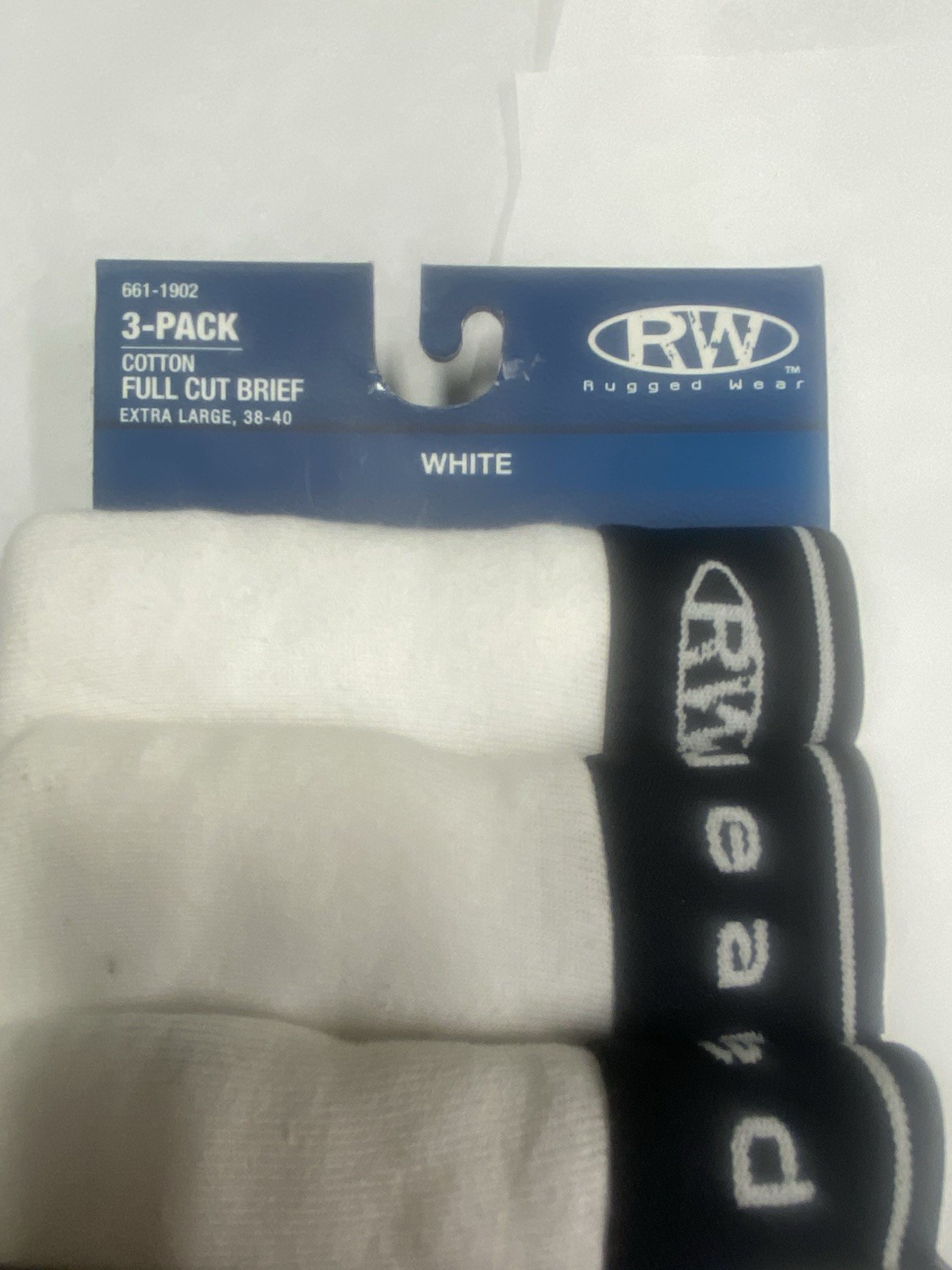 RW Rugged Wear® Men’s White 3-Pack Cotton Stretch Briefs . Sz XL