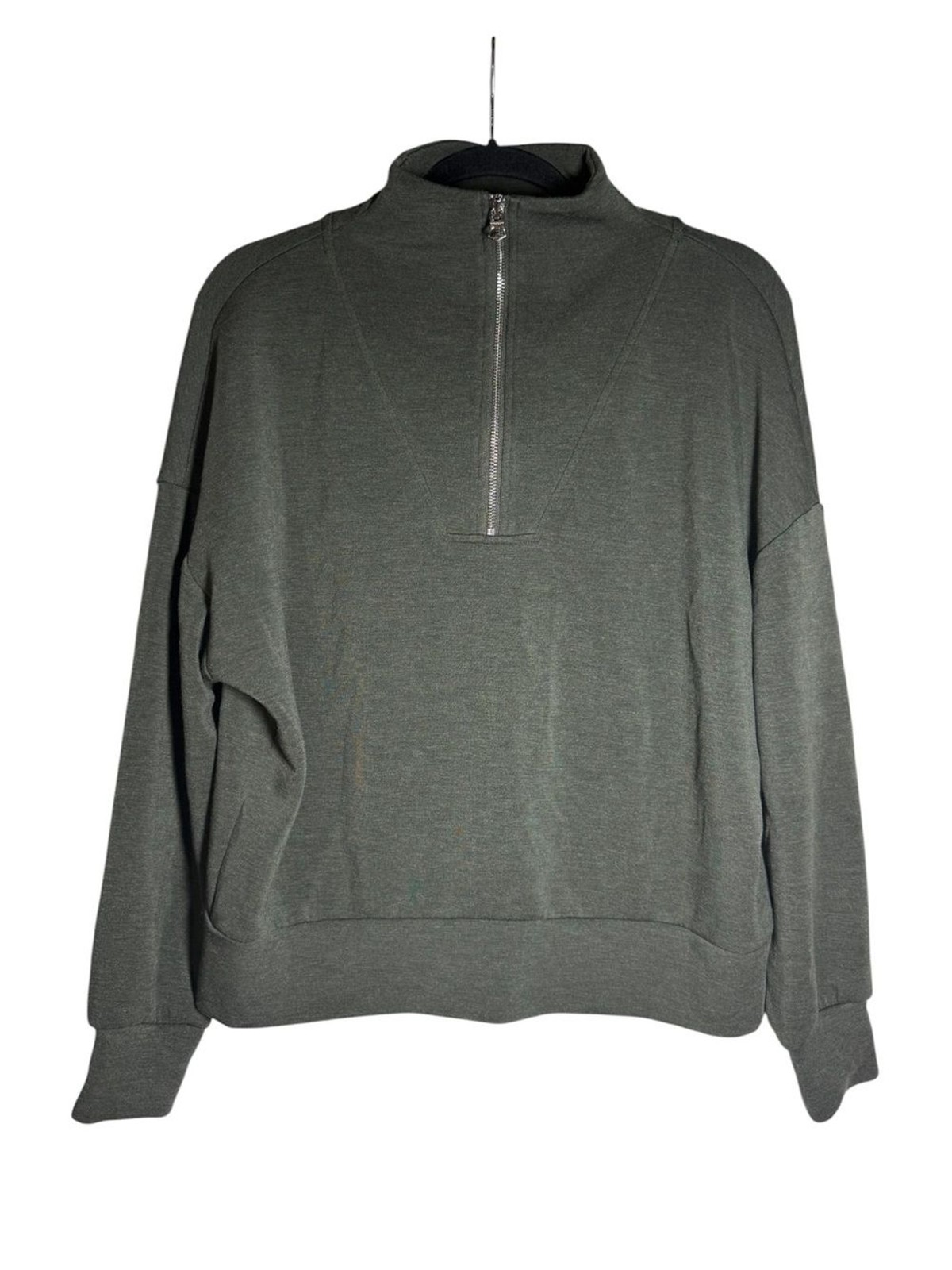 Varley Hawley Half Zip Sweatshirt in Olive Marl DOUBLESOFT Size Small