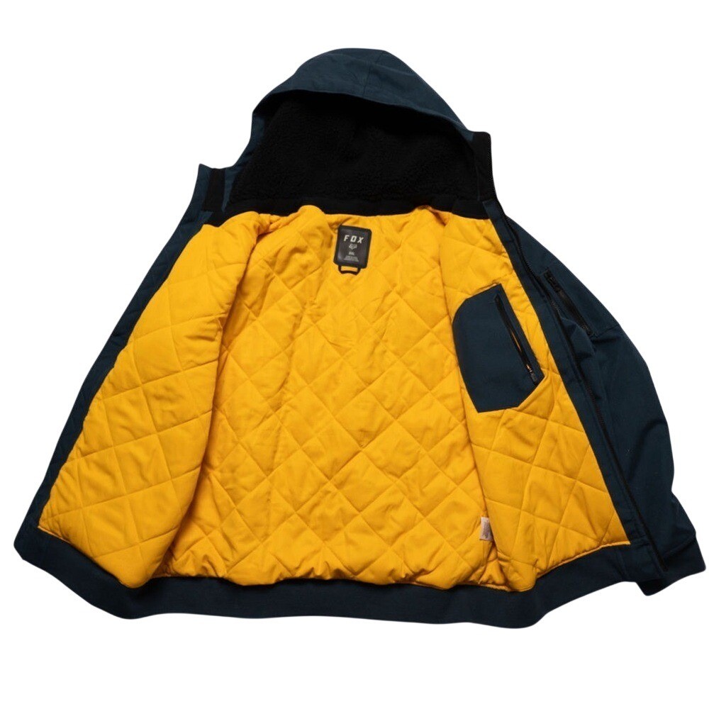 Fox Racing Moto-X Navy Machinists Bomber Coat Hood Men’s XXL, Quilted Lining EUC