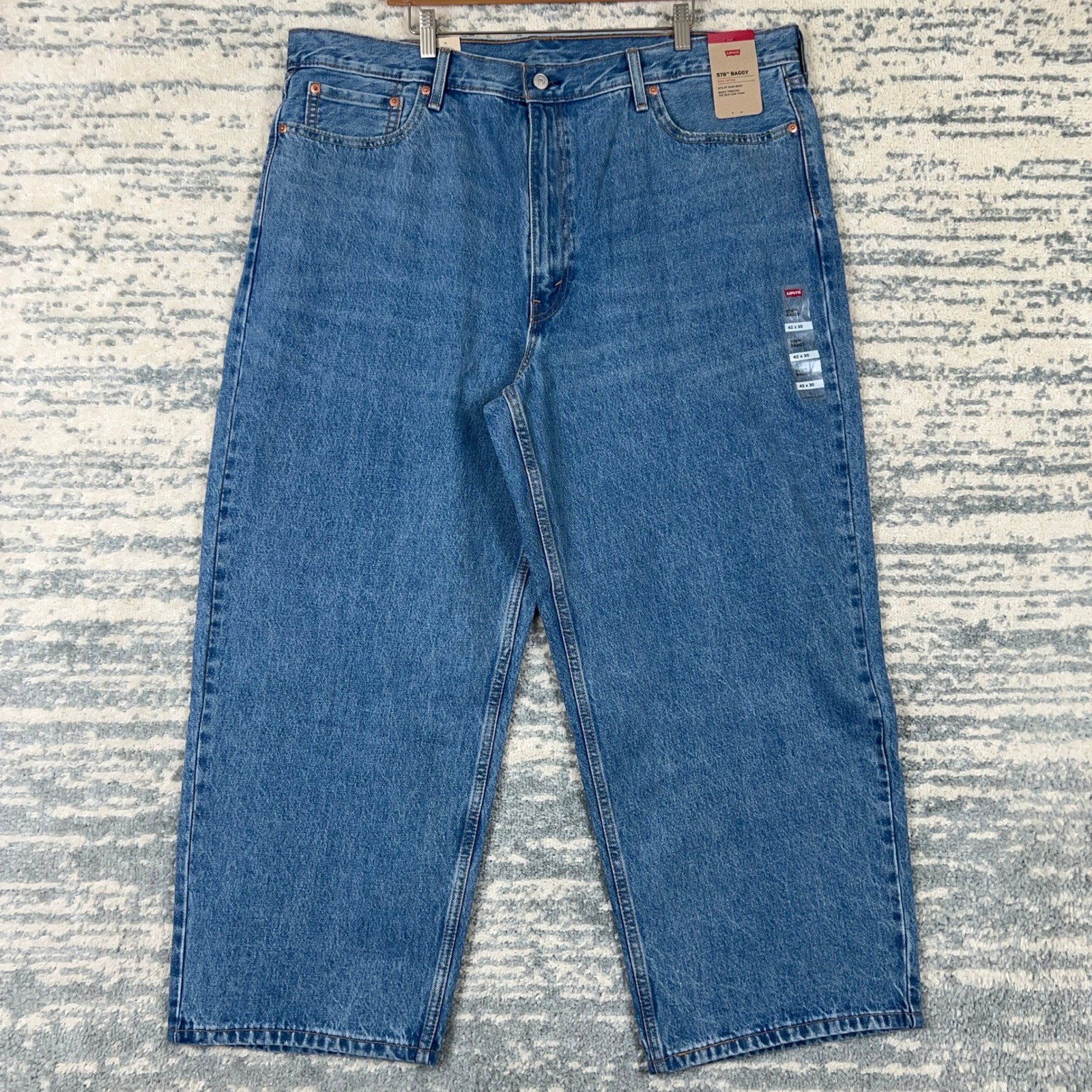 Levis 578 Baggy Jeans Mens 42×30 Medium Wash Blue Denim A47500006 NWT