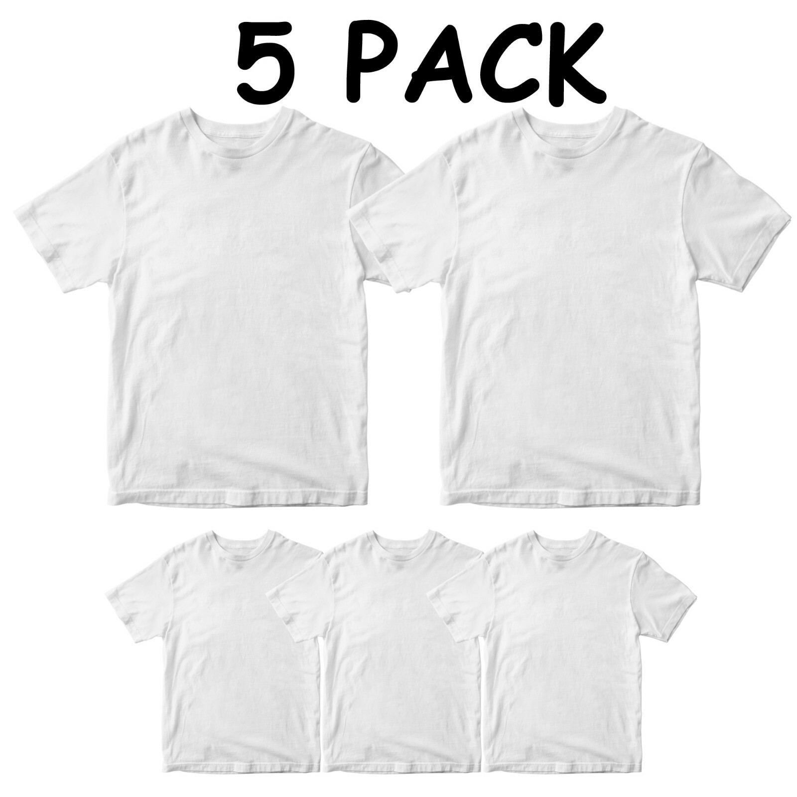 5 pack Plain T-shirt Unisex Premium Cotton Crew Neck Round t-shirt Gifts Top