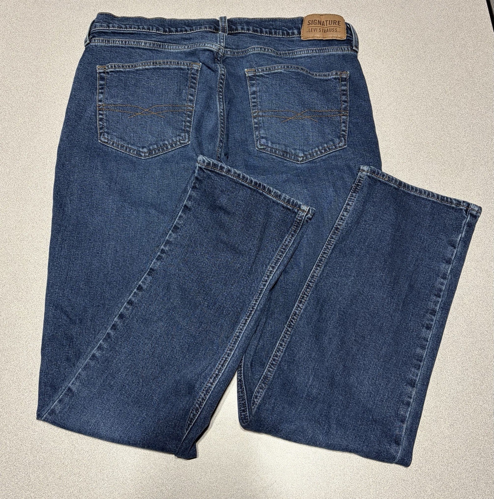 Signature by Levi Strauss Athletic Fit Mens Jeans Dark Wash Navy Blue 36×34