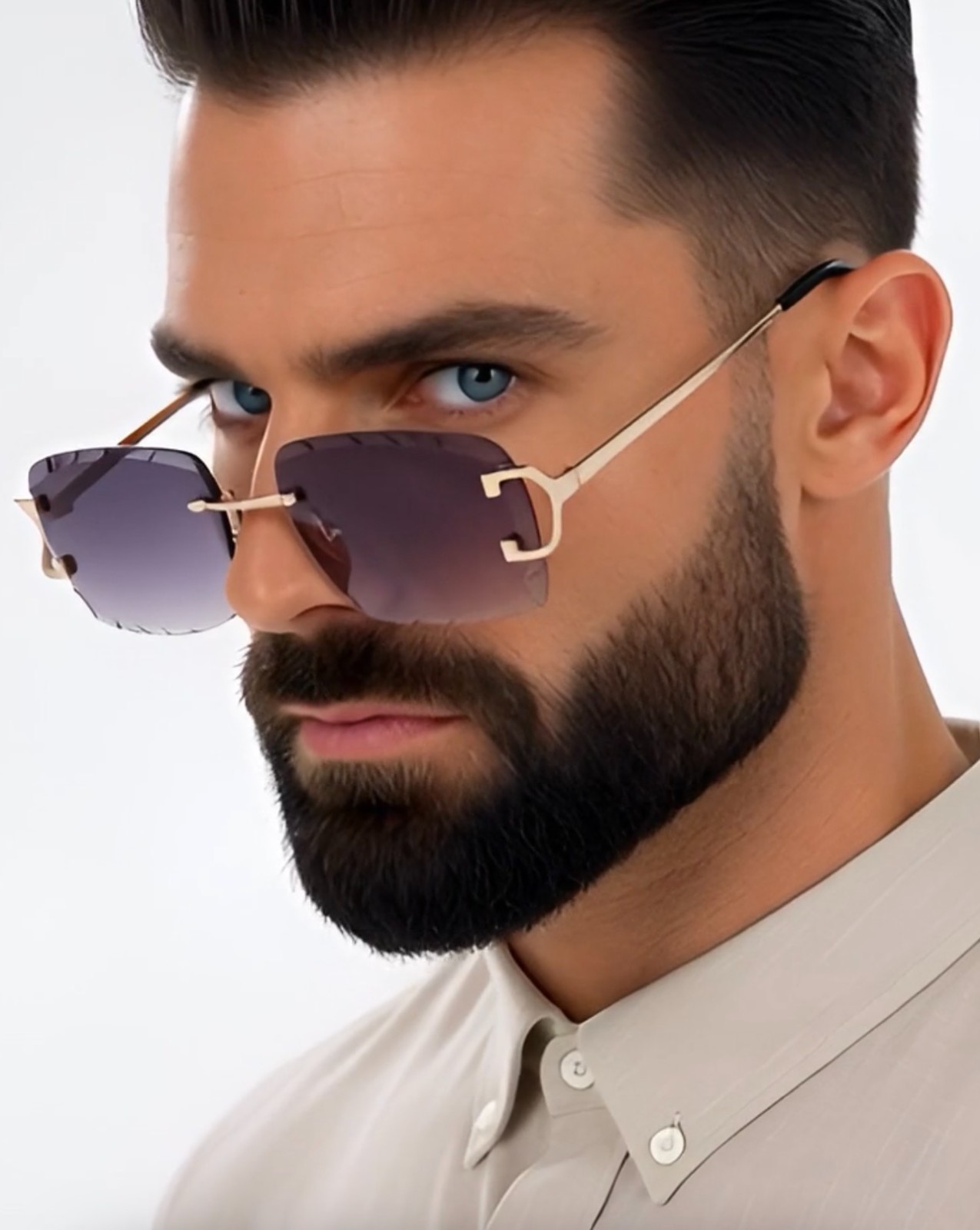 Sunglasses Framless Men Square Classic Retro Style Outdoor Hip Hop Migos Clear