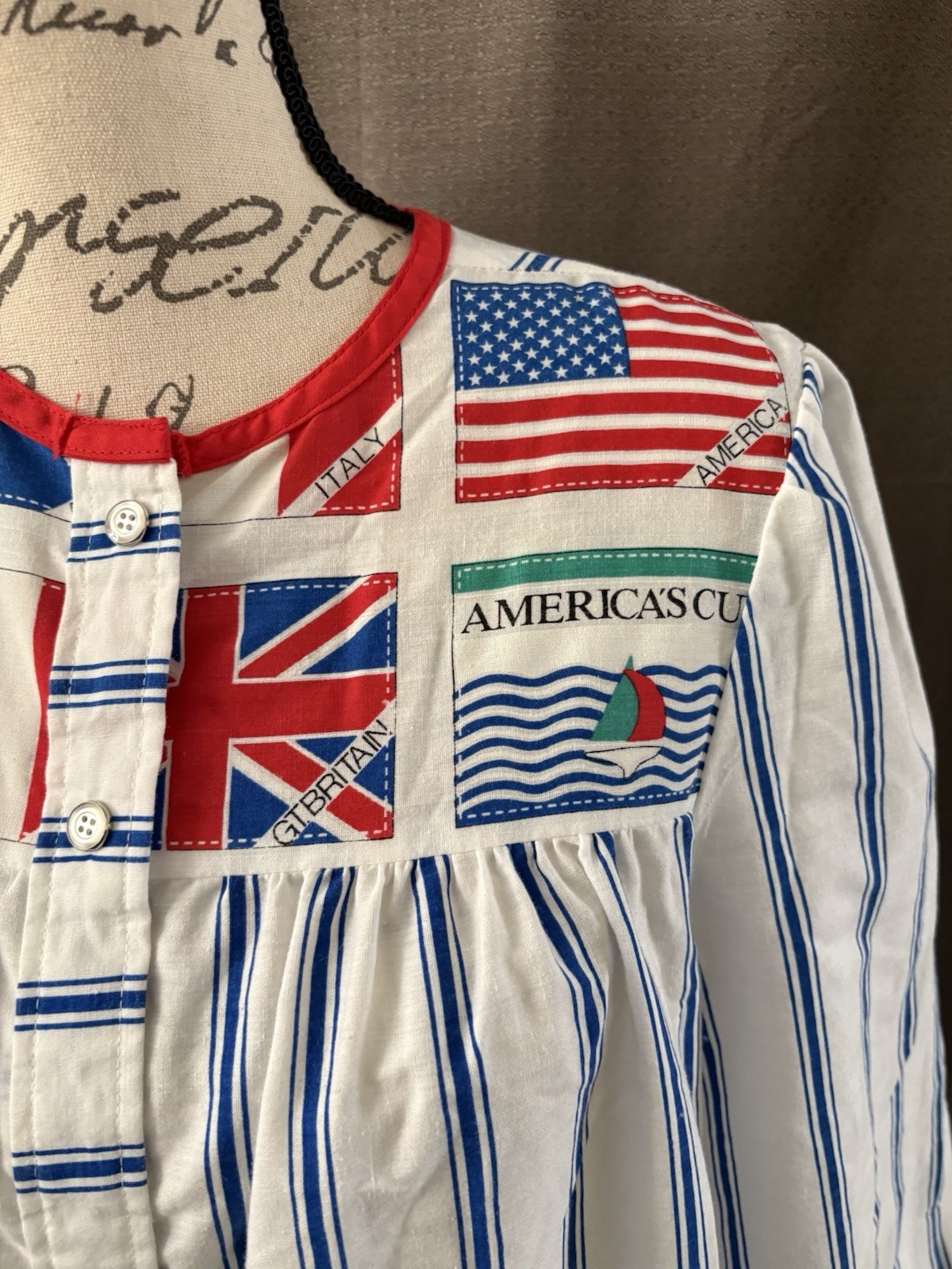MODELS COAT Saks Fifth Avenue House Dress MuMu America’s Cup Striped Snaps 8