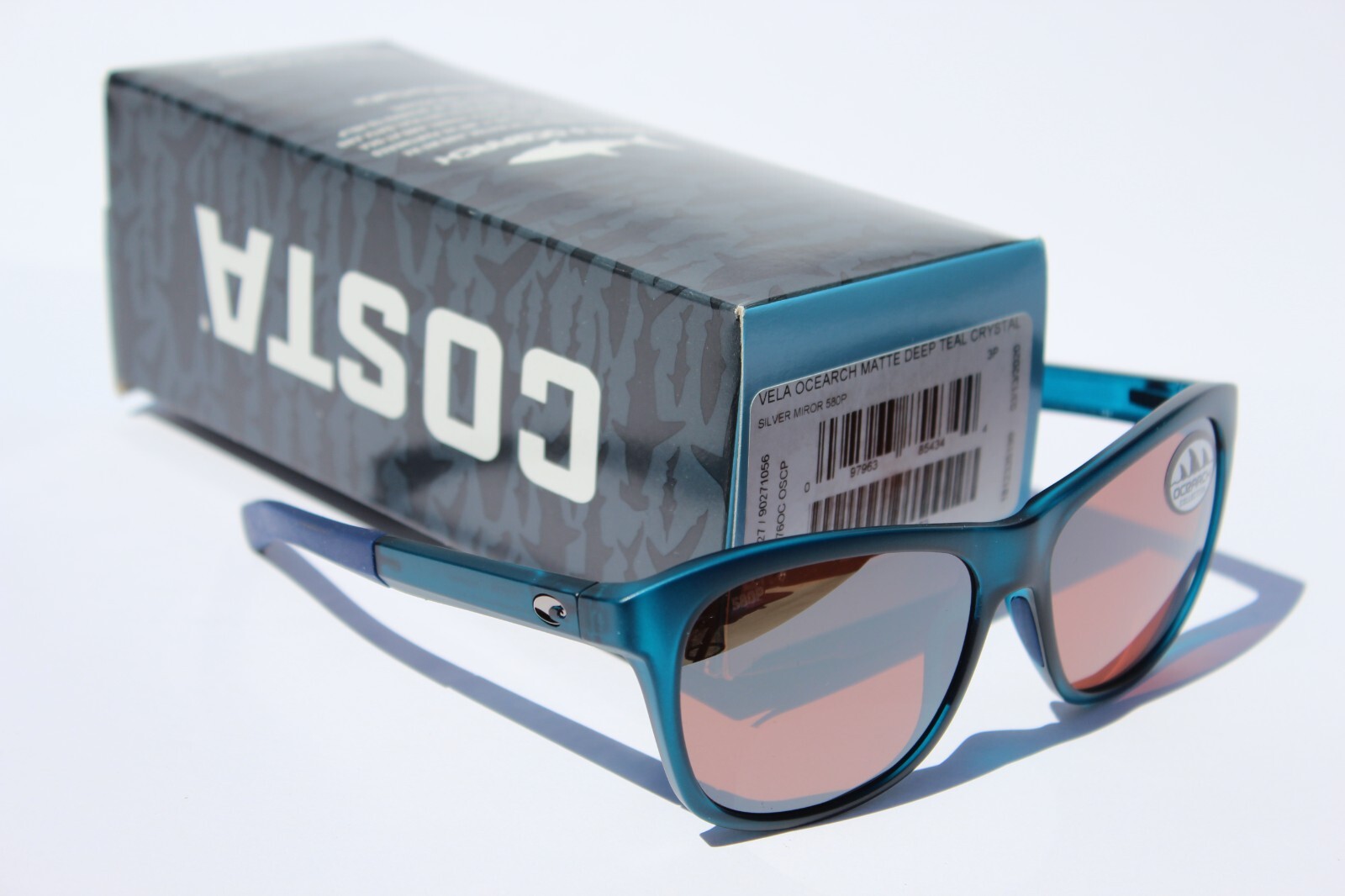 COSTA DEL MAR Vela POLARIZED Sunglasses OCEARCH Matte Teal Crystal/Silver 580P