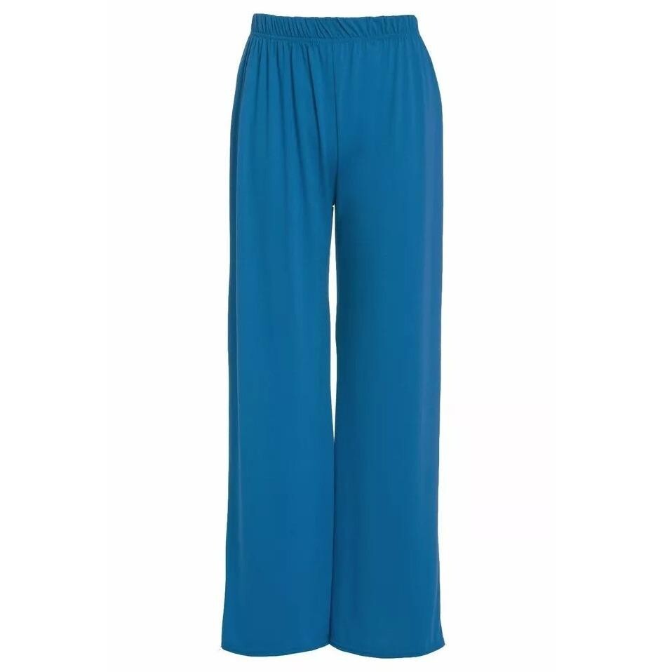 Ladies Palazzo Wide Leg Flared Elasticated Stretch Plain Trousers Womens Wide