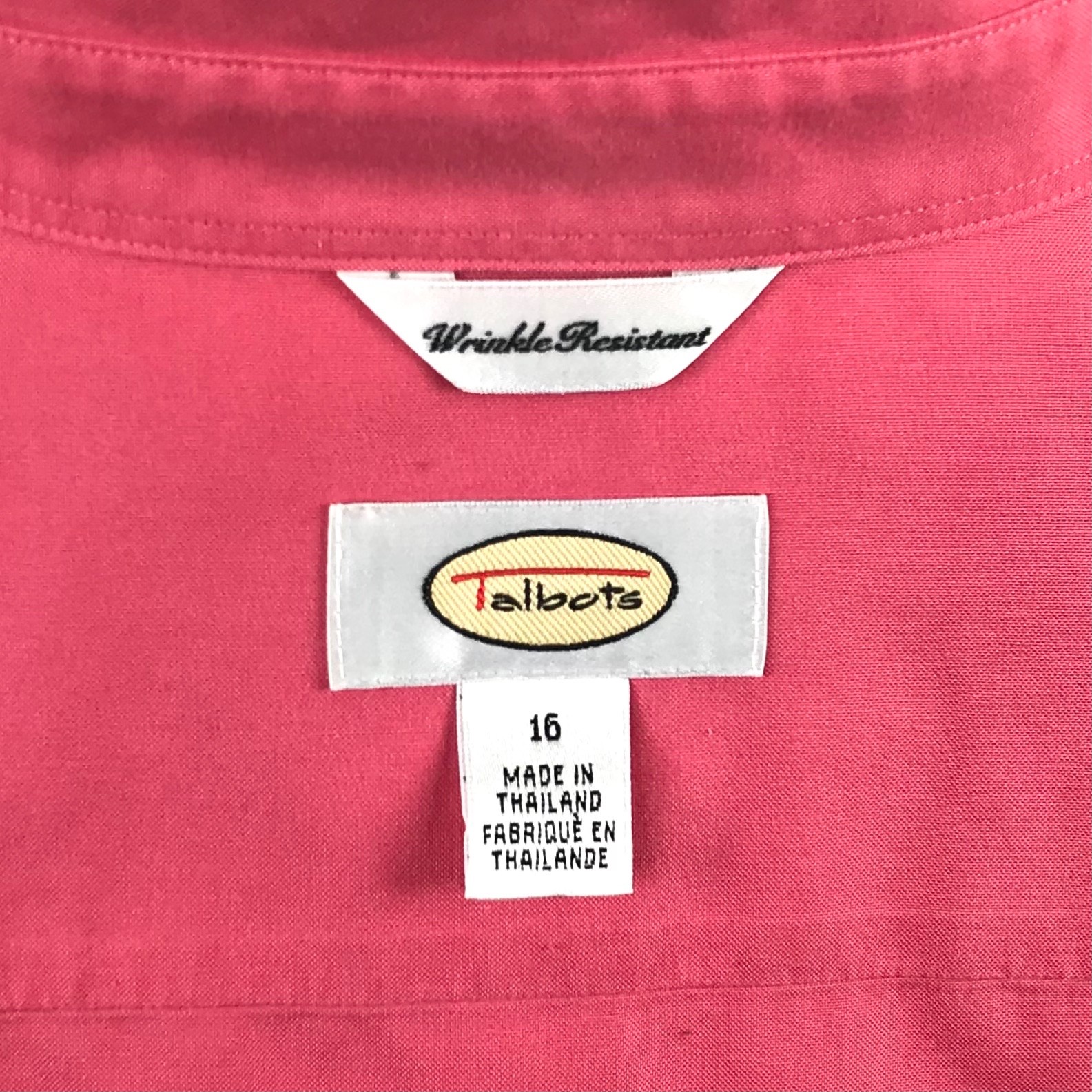 Talbots Wrinkle Resistant Sleeveless Shirt Top Womens Size 16 Pink Button Down