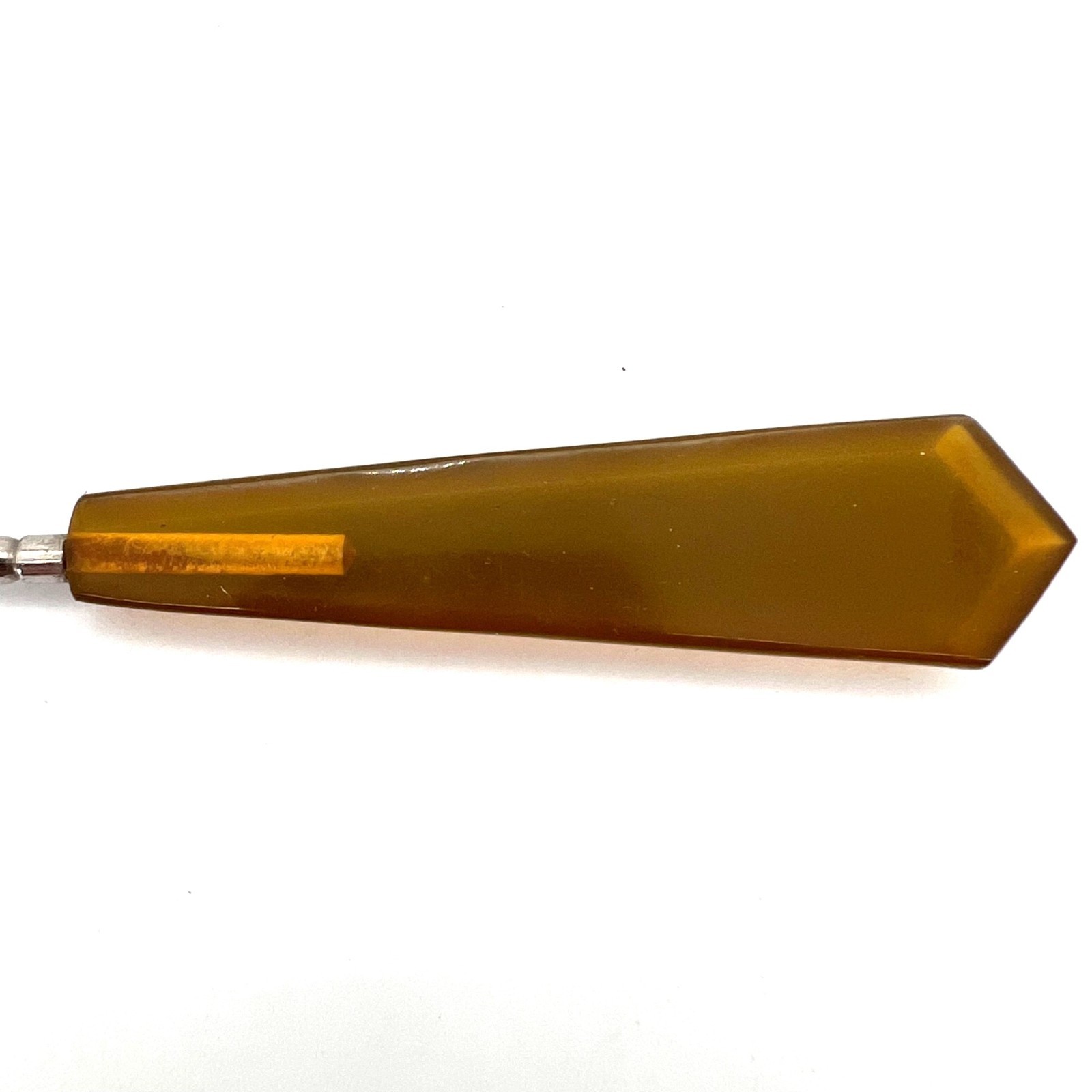Vintage Victorian Era Bakelite Button Hook Tool Metal Shaft Pearl Green & Brown