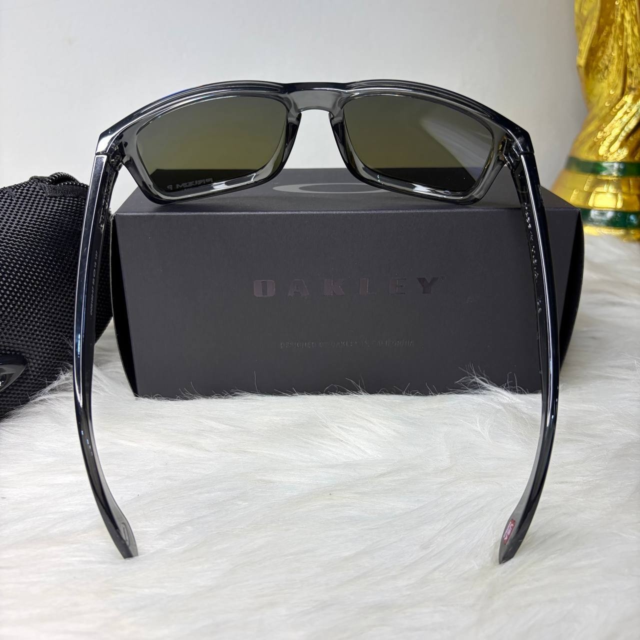 Oakley Holbrook Polarized Sunglasses Smoke Gray Frame Deep Blue Mirror Lens