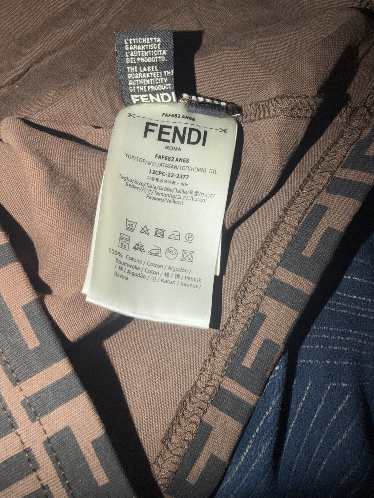 Fendi FF Monogram T-Shirt Men’s Large Brown Black Yellow Logo Made in Italy NWT