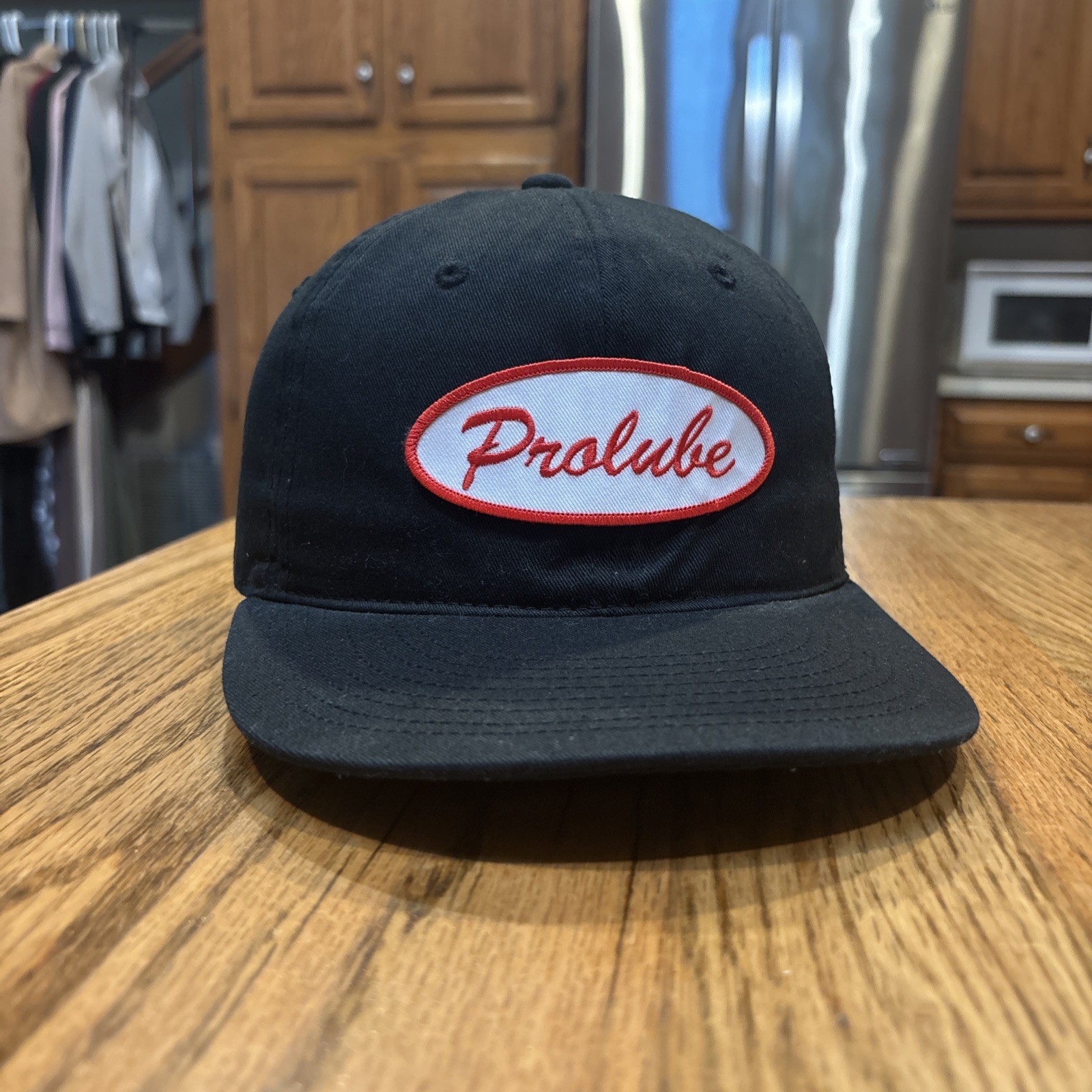 Decky Prolube Racing Snapback Hat Black Red Automotive Oil Shop Mechanic Cap