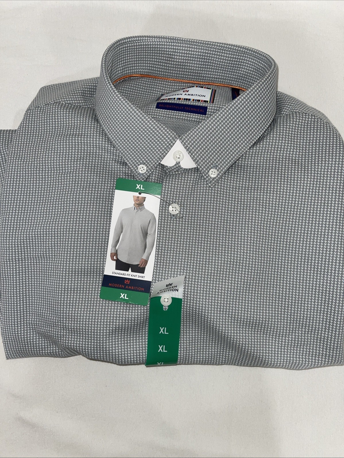 Modern Ambition Men’s Button-Up Sports Shirt Gray XL 17-17.5