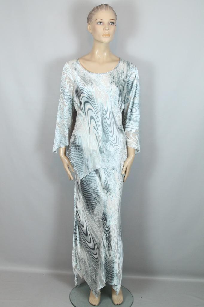 New ALIKI YAMANI CREATIONS Python 2pc Dress Silk Dragon Skirt Top Blouse M/L