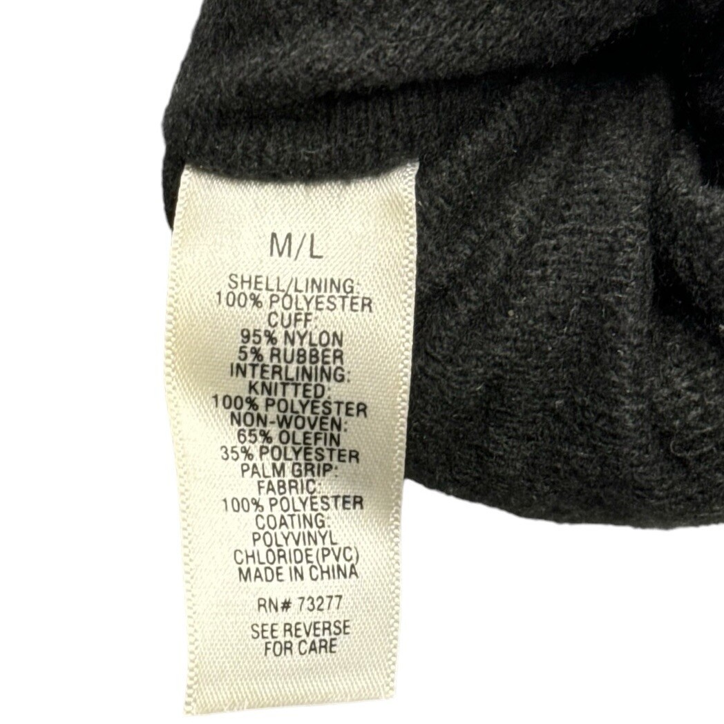 Thinsulate 40 Gram Men M/L Gray Fleece Wrist Glove Winter Non Slip Palm Grip