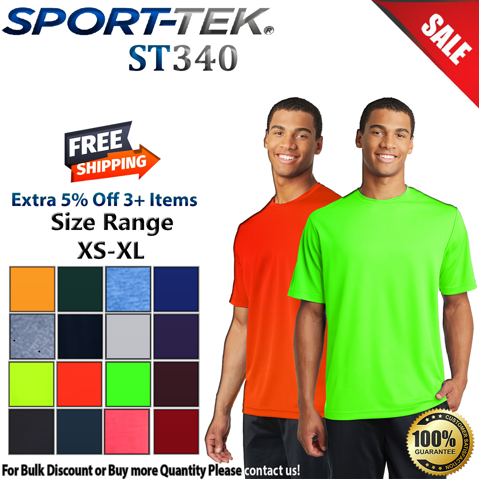 Sport-Tek ST340 Mens Short Sleeve PosiCharge RacerMesh Crew Neck Stylish T-Shirt