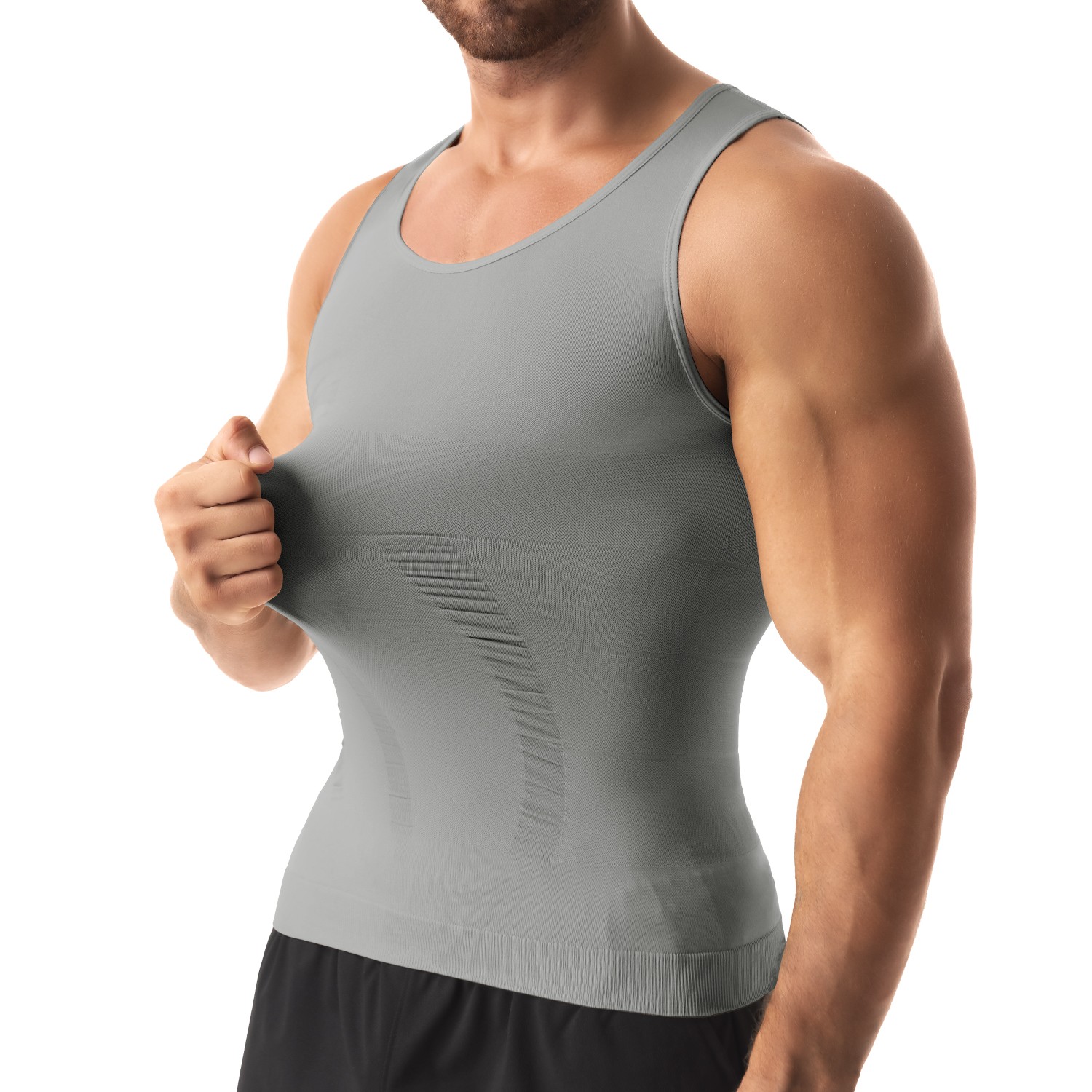 US Men Slimming Body Shaper Belly Chest Compression Vest Girdle Tank Top T-Shirt