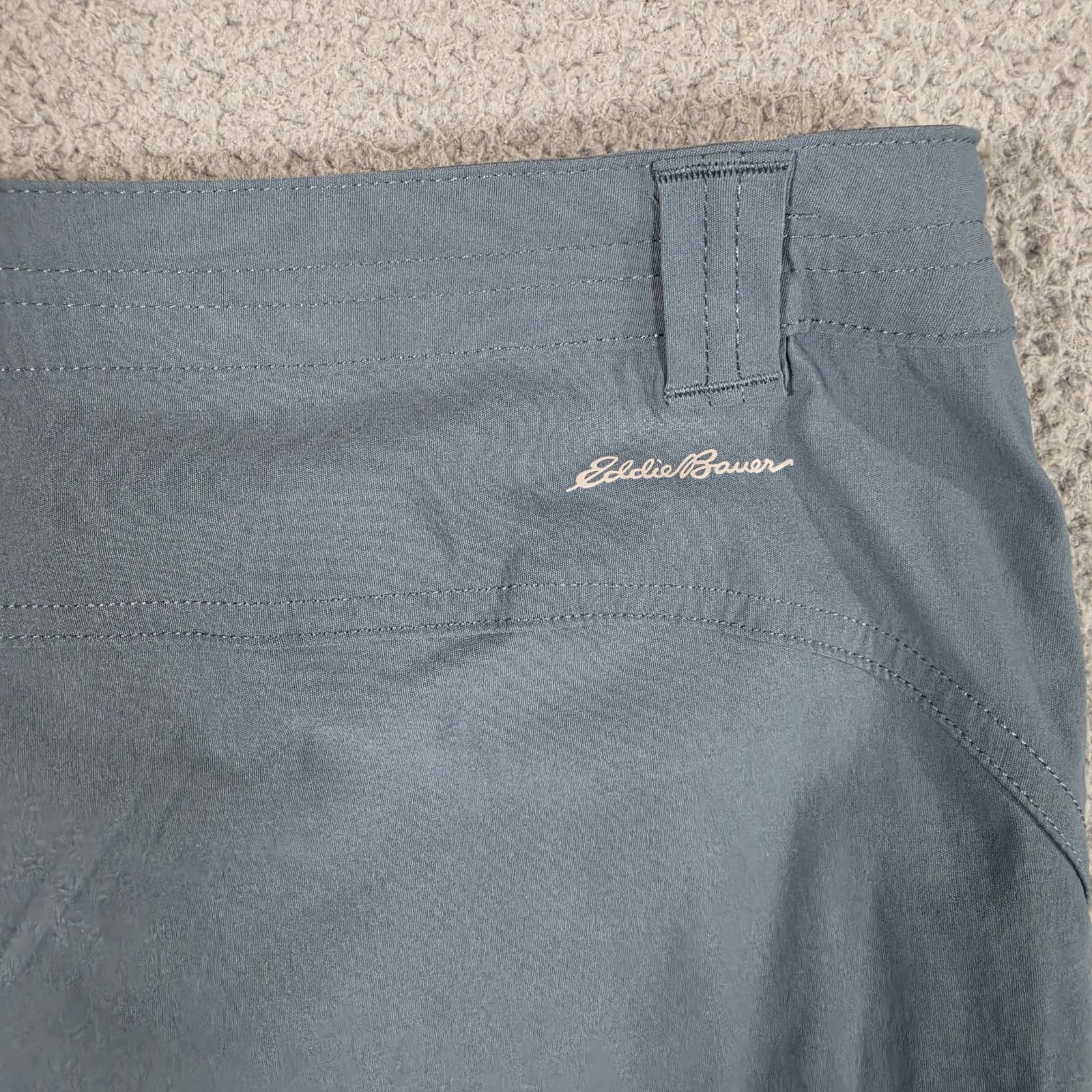 Eddie Bauer Tech Capri Cargo Pants Womens 16 Blue Nylon Stretch Hiking UPF 50+