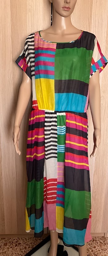 Marina Rinaldi dress silk /cotton blend, multicolored IT 48 DE 42 FR 46 unlined