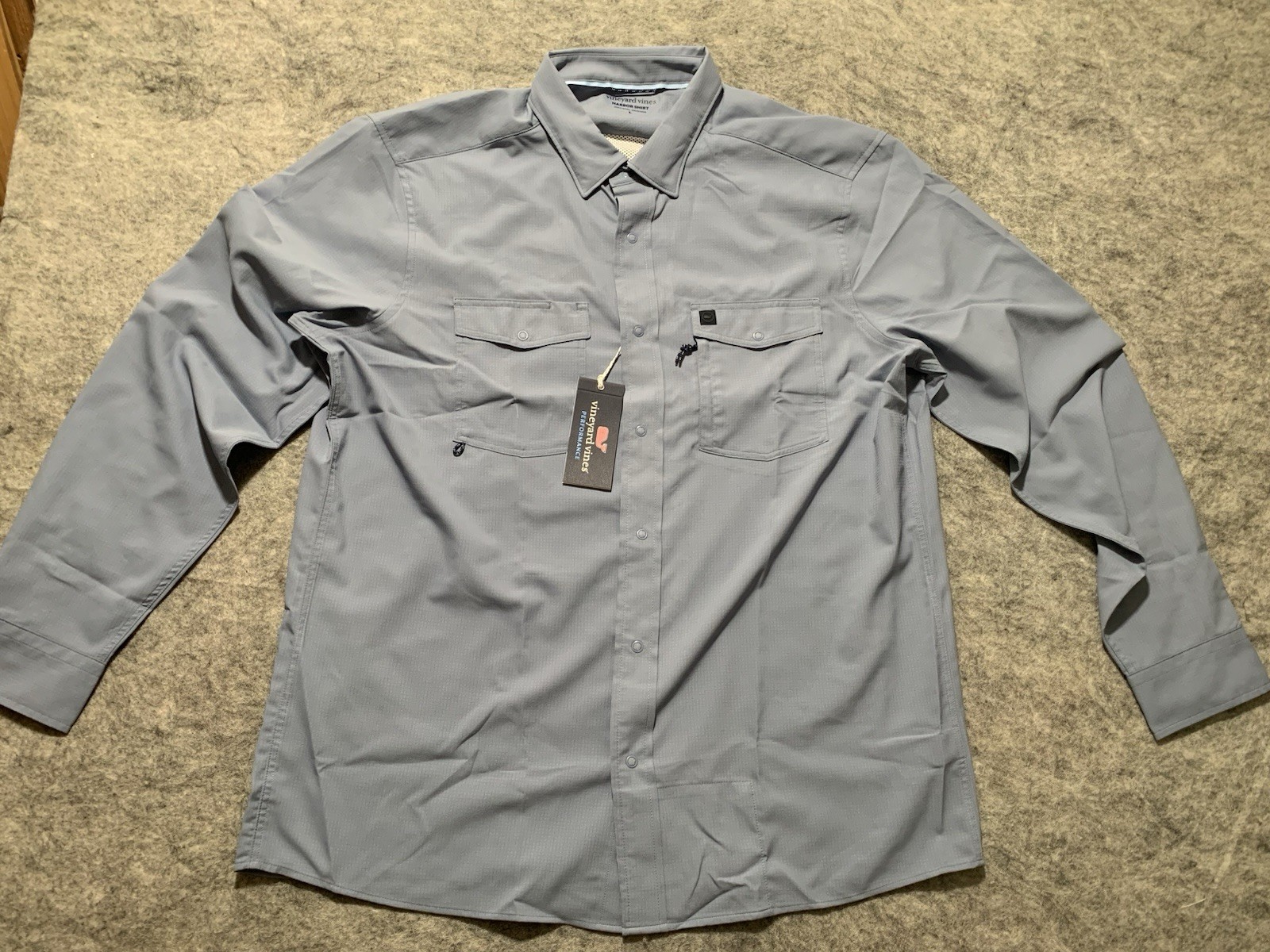 NWT Vineyard Vines Harbor Mens Long Sleeve Light Blue Fishing Shirt Choose Size