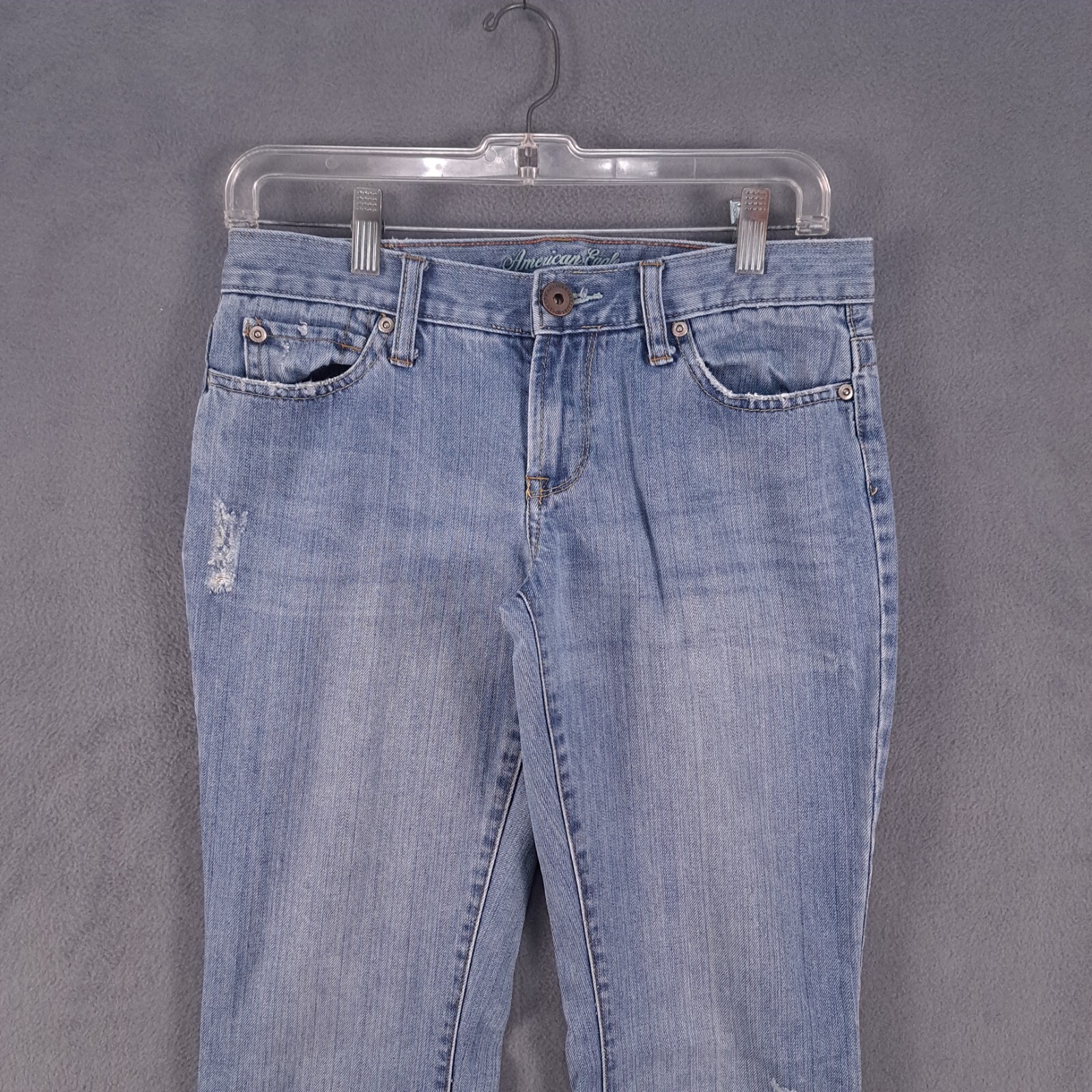 American Eagle Jeans Womens 4 Regular Blue Hipster Skinny Flare Denim Light Wash