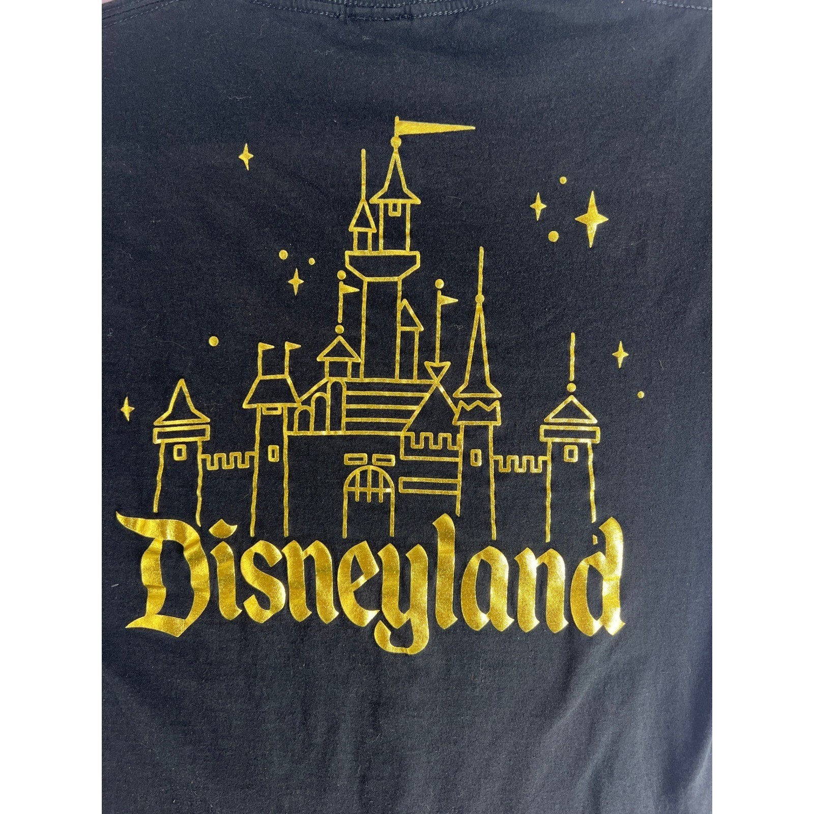 Disneyland T-Shirt Black Gold Metallic Castle Graphic Tee XS/S