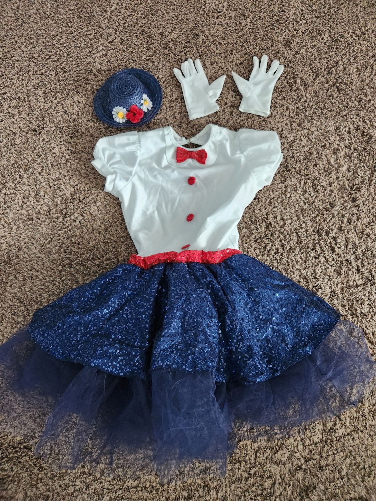 dance costume girls blue, red @ white barely used