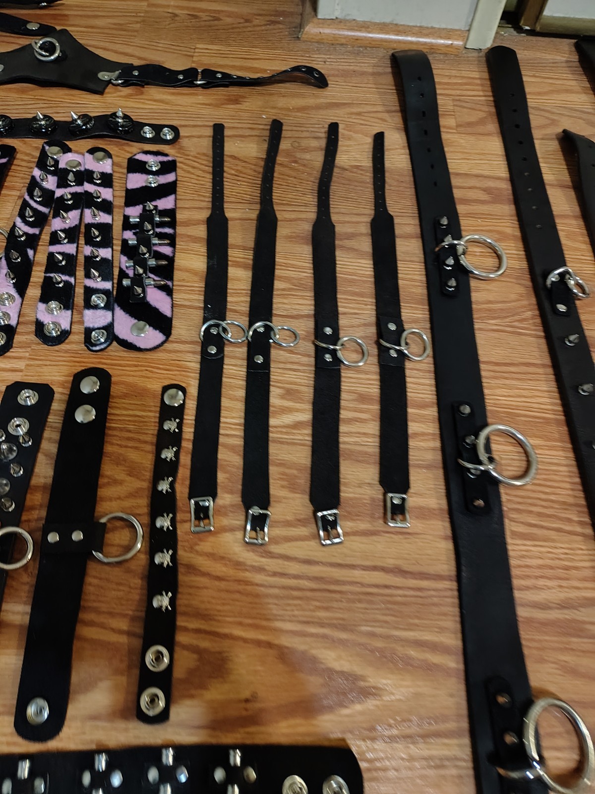 HUGE LOT of Leather Accessories Cuffs Collars Gauntlets Belts Wallets Goth Punk