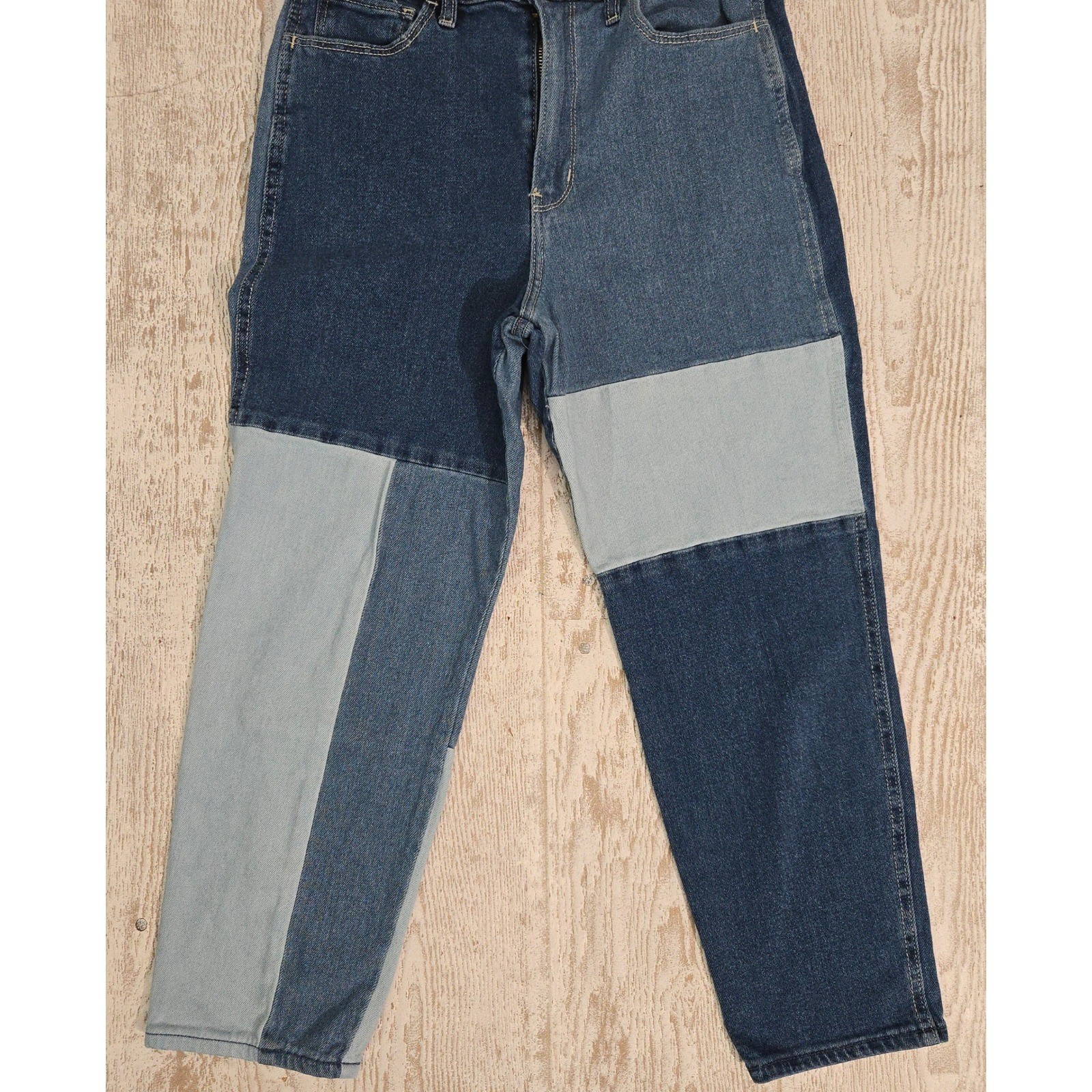 Hollister Patchwork High Rise Mom Y2K Retro Straight Jeans Colorblock Size 7S