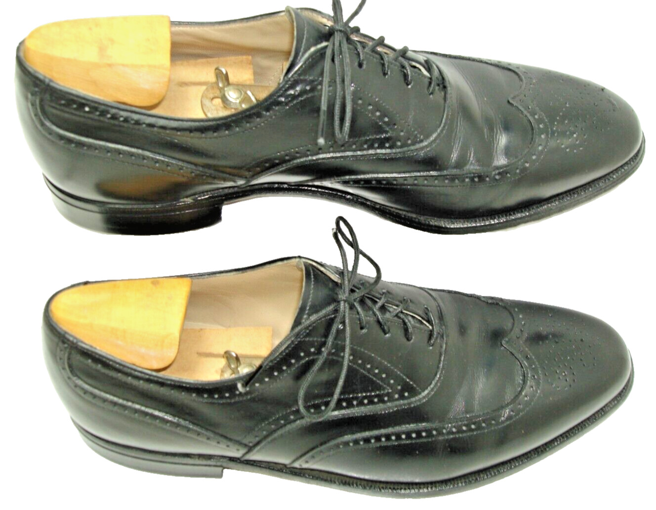 Men’s Shoes JOHNSTON & MURPHY Wingtip Brogue Balmoral Sz 8.5 D Black Leather