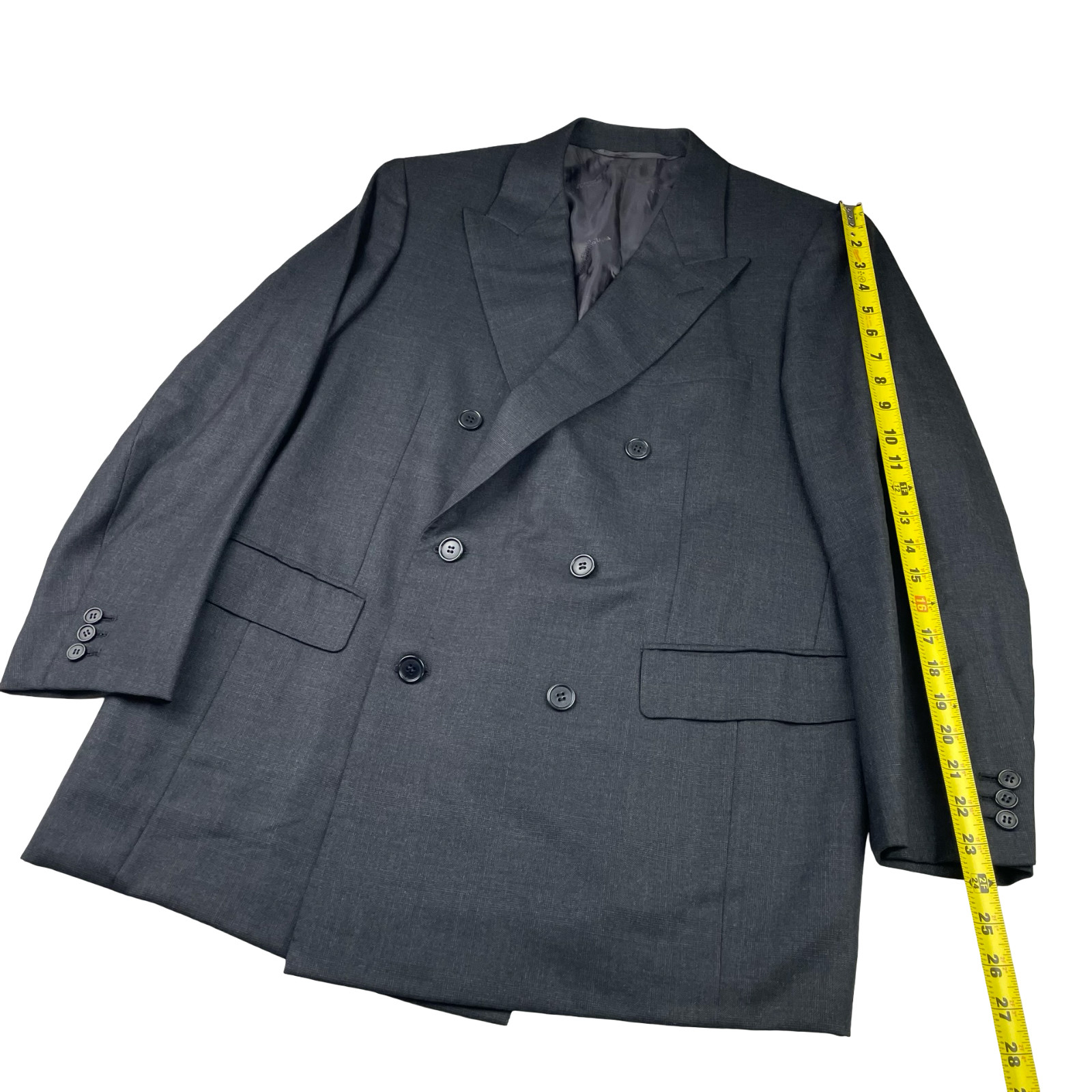 Ermenegildo Zegna Men’s Bespoke Double Breasted Suit Gray Plaid • 42S | 38×30