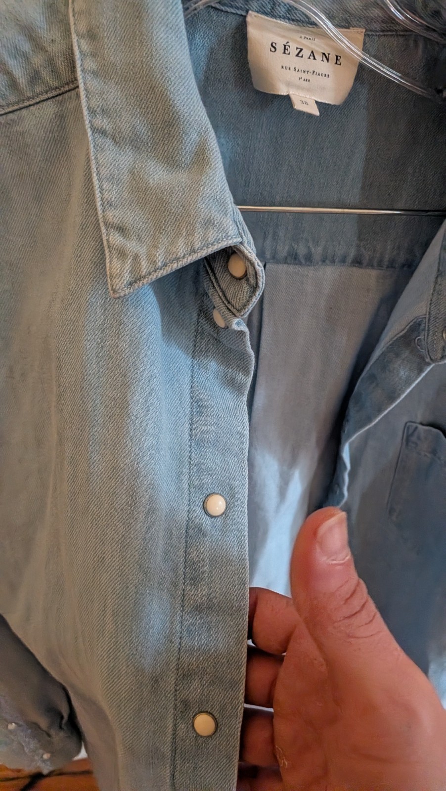 Sezane Max Shirt Light Denim Size 38 Button Down