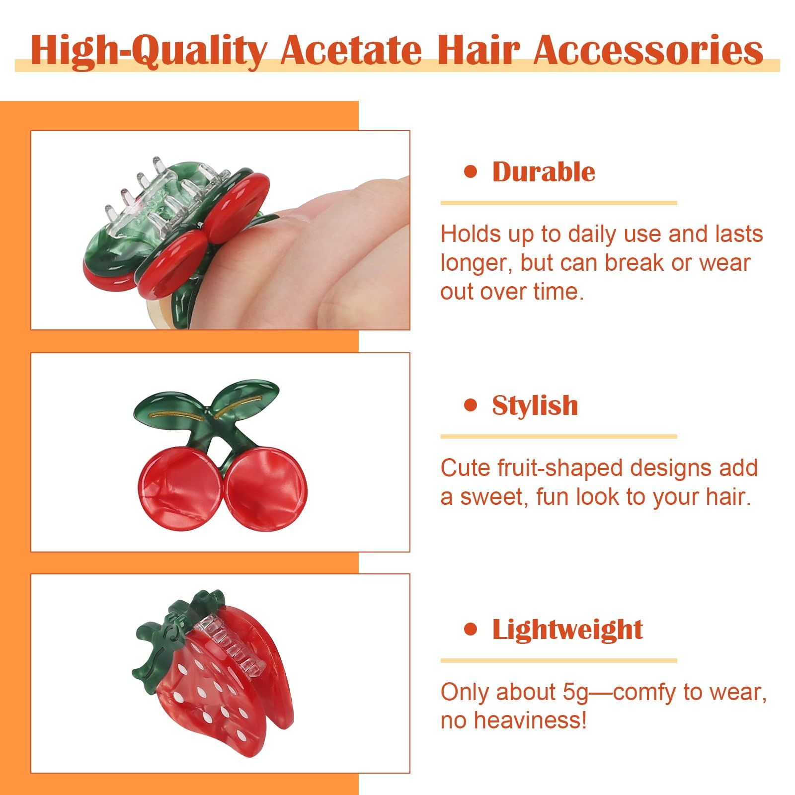 chezlena 6 PCS Fruit Hair Claw Clips for 6 Count (Pack of 1), Multicolor