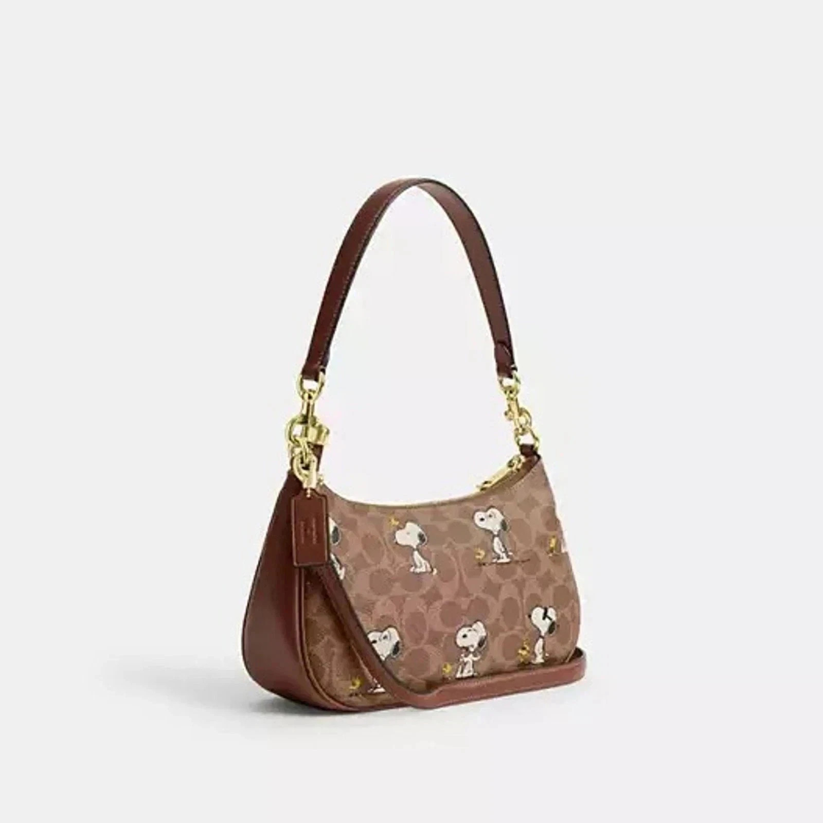 NWT Coach X Peanuts Teri Shoulder Bag Snoopy Print Signature Canvas CBJ88 Outlet